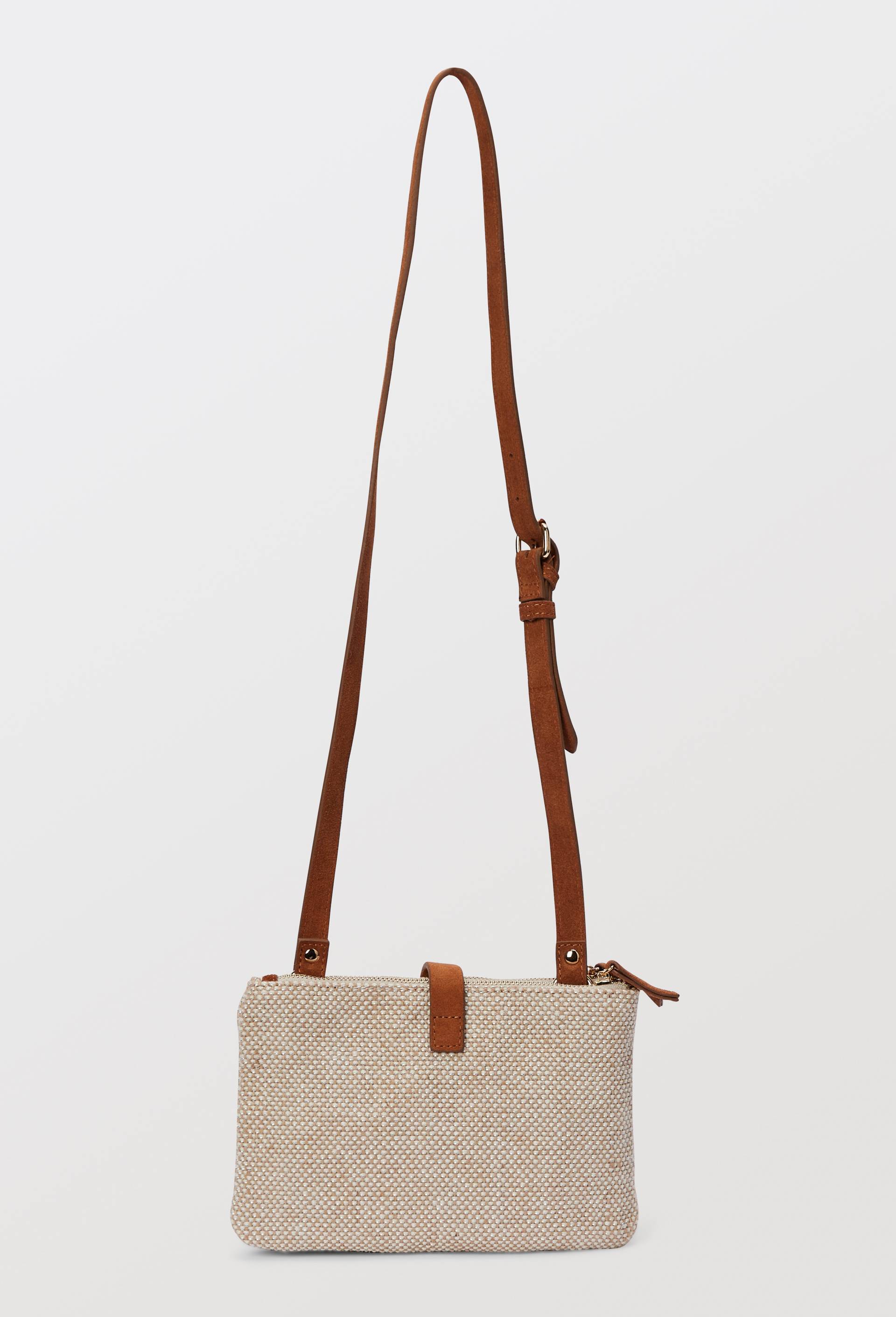 Sac porté travers double compartiment en jute lurex, Beige, large image number 1