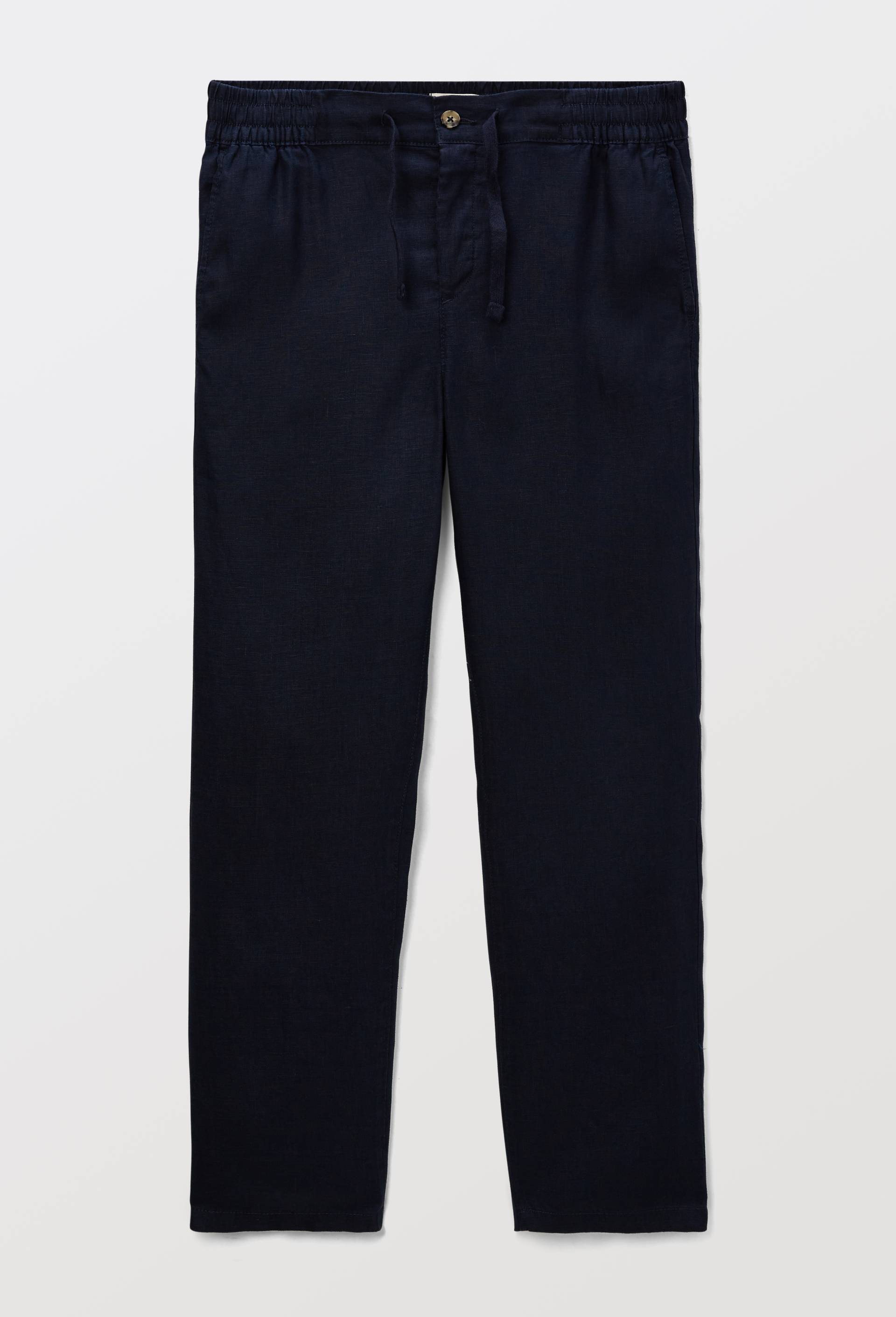 Pantalon &eacute;lastiqu&eacute; en lin, Bleu fonc&eacute;, large image number 4.0