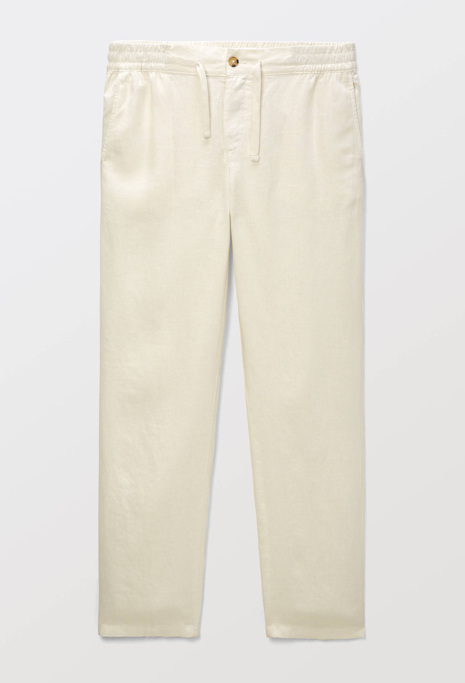 Pantalon &eacute;lastiqu&eacute; en lin, Beige clair, large image number 1