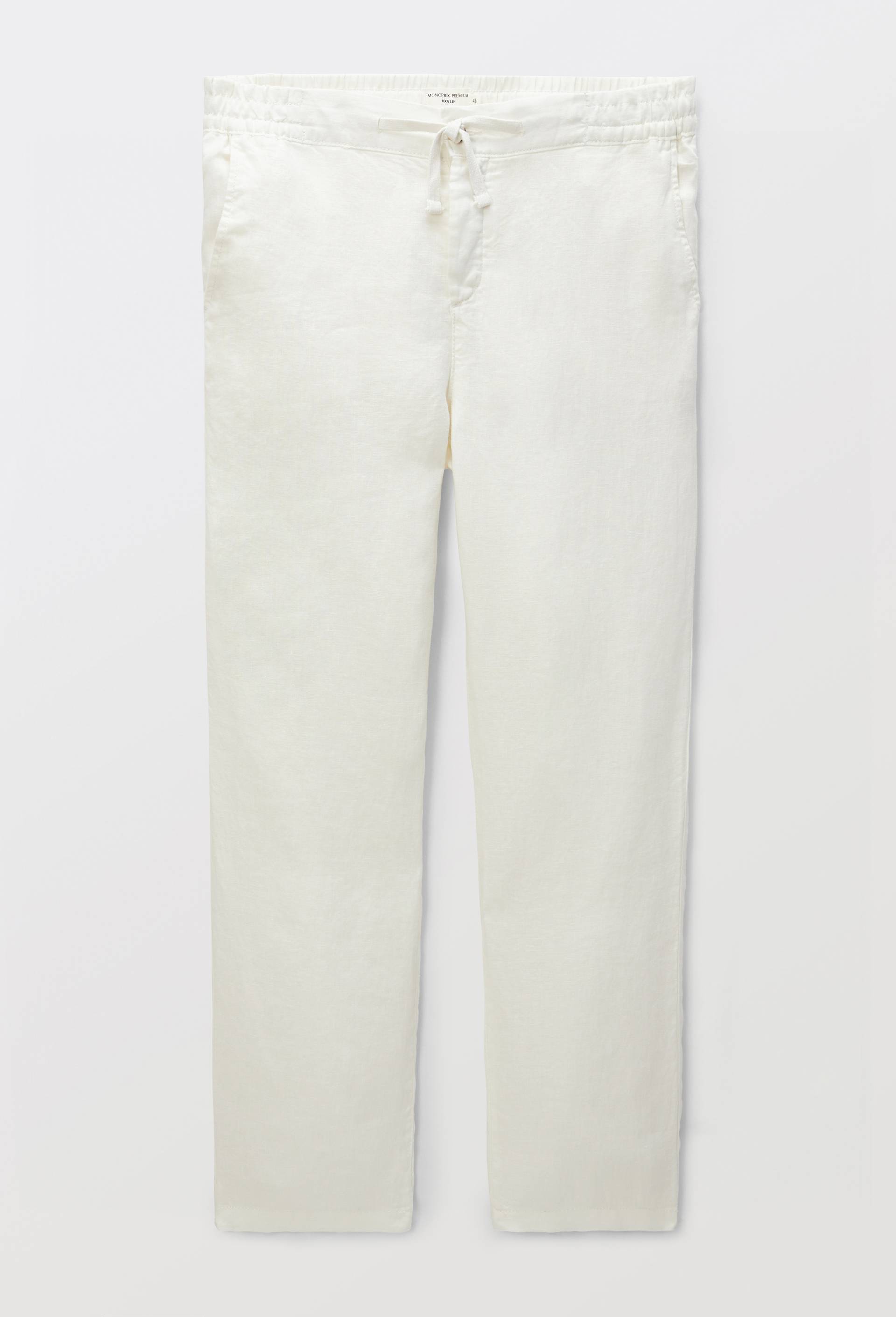 Pantalon &eacute;lastiqu&eacute; en lin, Beige clair, large image number 3