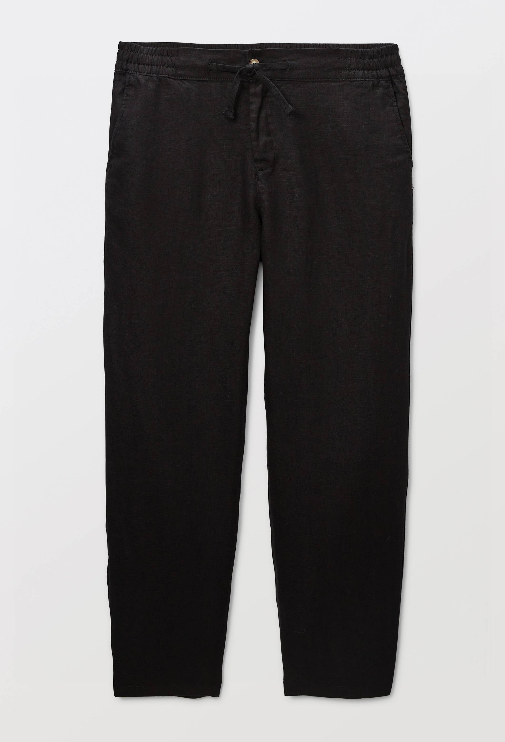 Pantalon &eacute;lastiqu&eacute; en lin, Noir, large image number 2