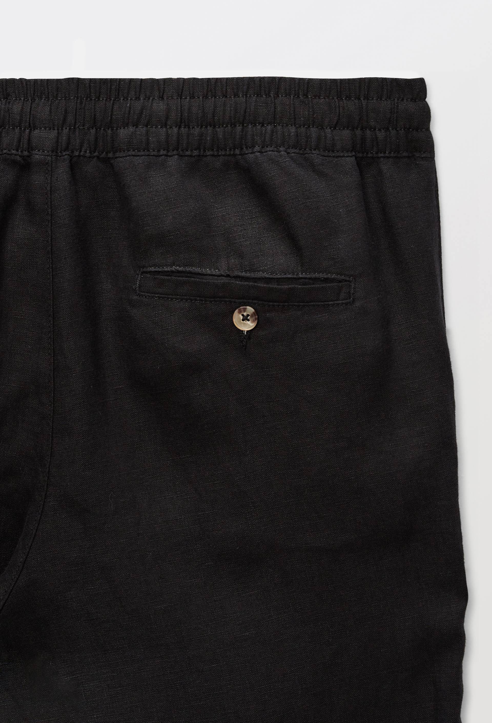 Pantalon &eacute;lastiqu&eacute; en lin, Noir, large image number 4