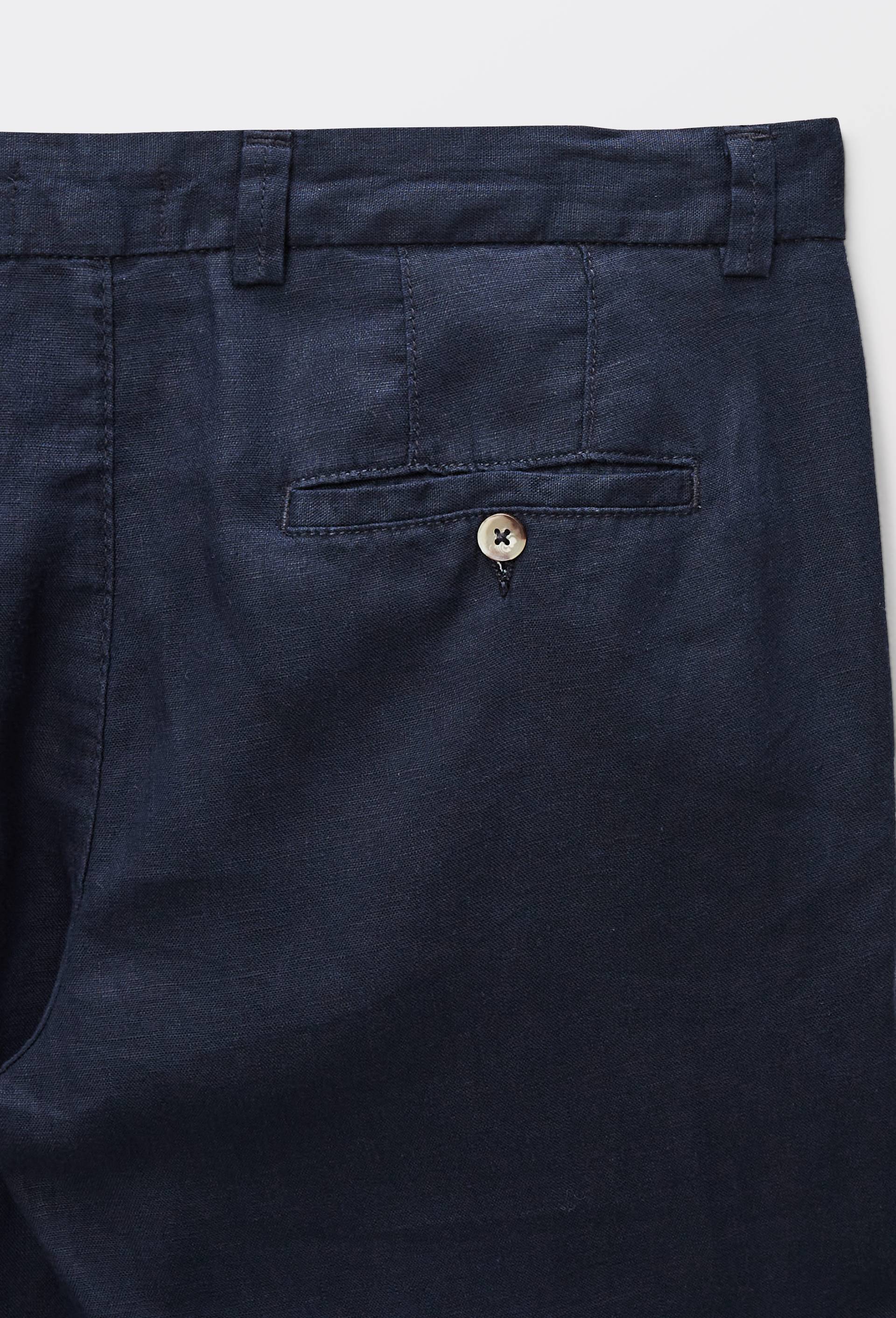 Pantalon boutonn&eacute; en lin, Bleu fonc&eacute;, large image number 4.0