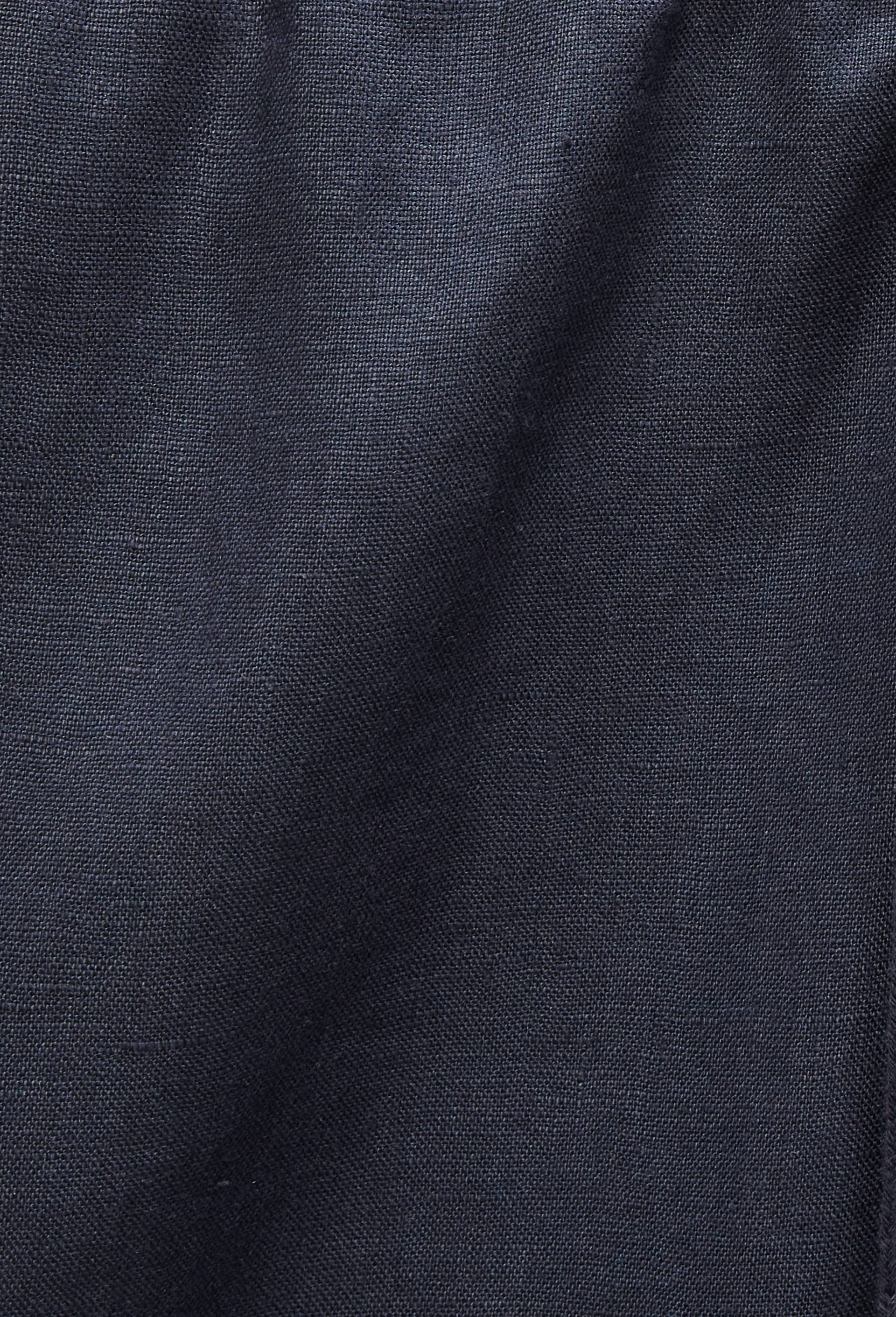 Bermuda &eacute;lastiqu&eacute; en lin, Bleu fonc&eacute;, large image number 5.0