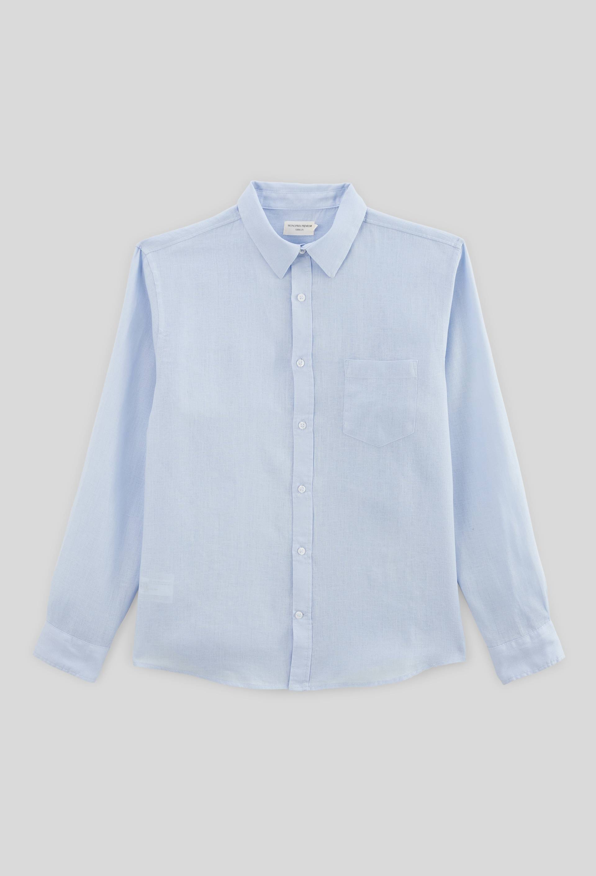 Chemise manches longues en lin, Bleu clair, large image number 2