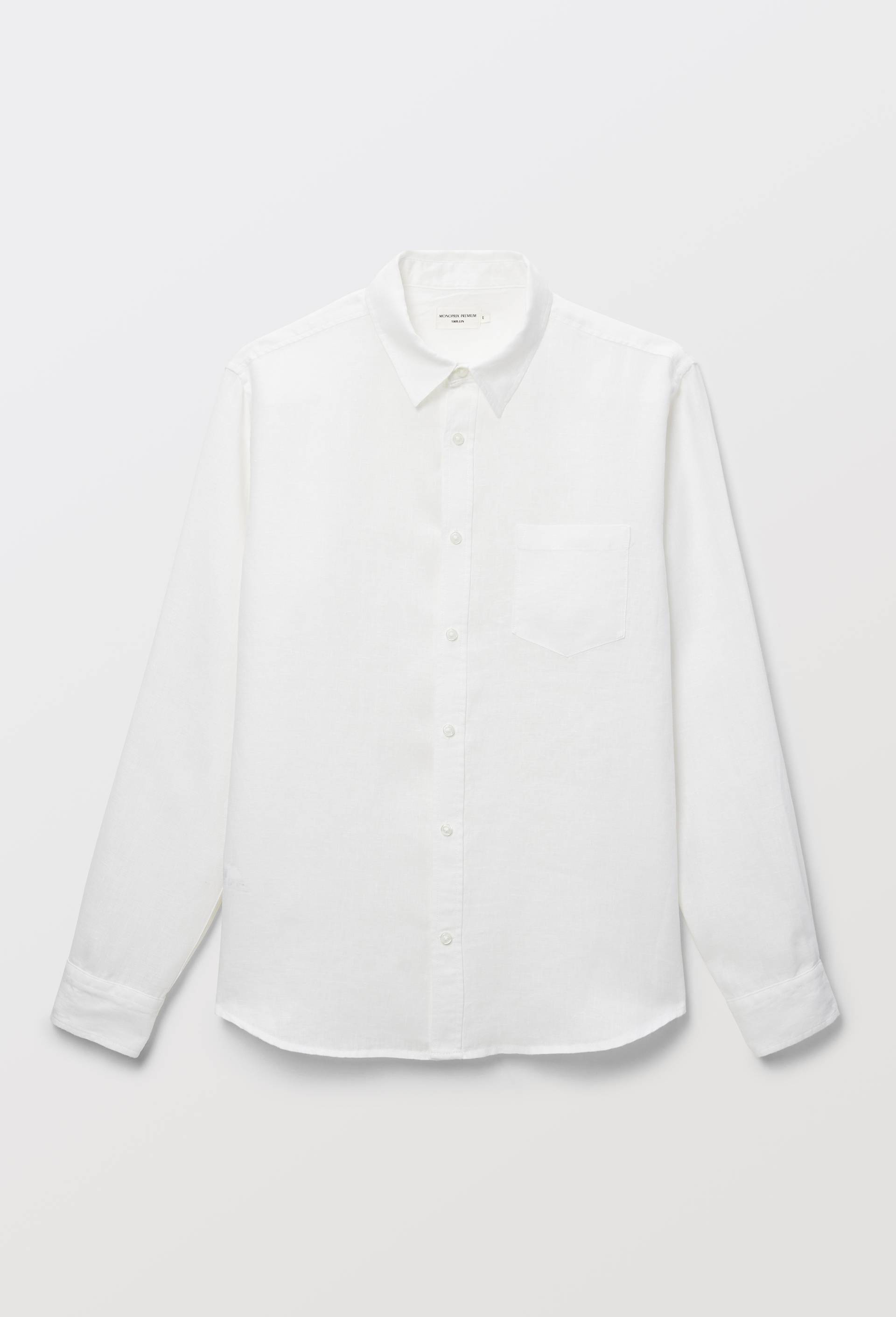 Chemise manches longues en lin, Blanc, large image number 3