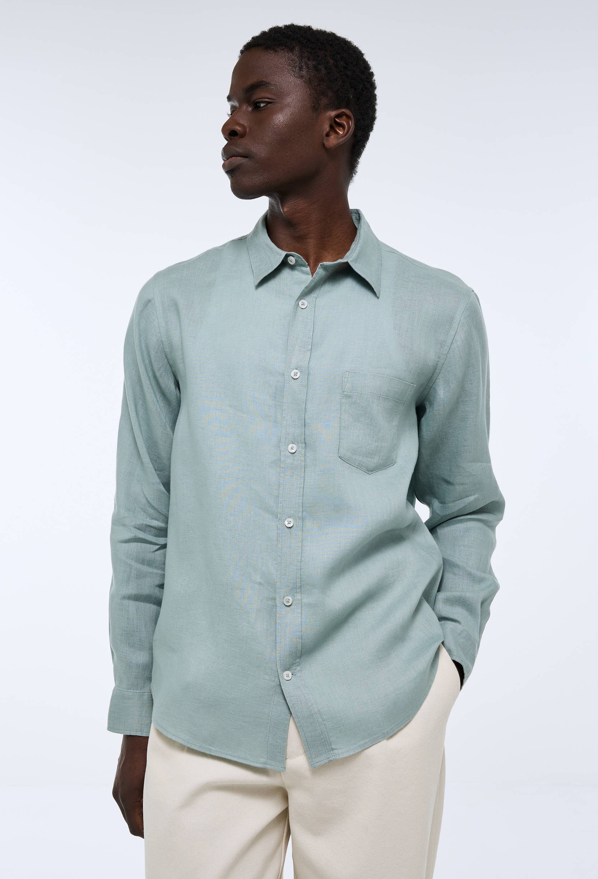 Chemise manches longues en lin, Vert clair, large image number 0