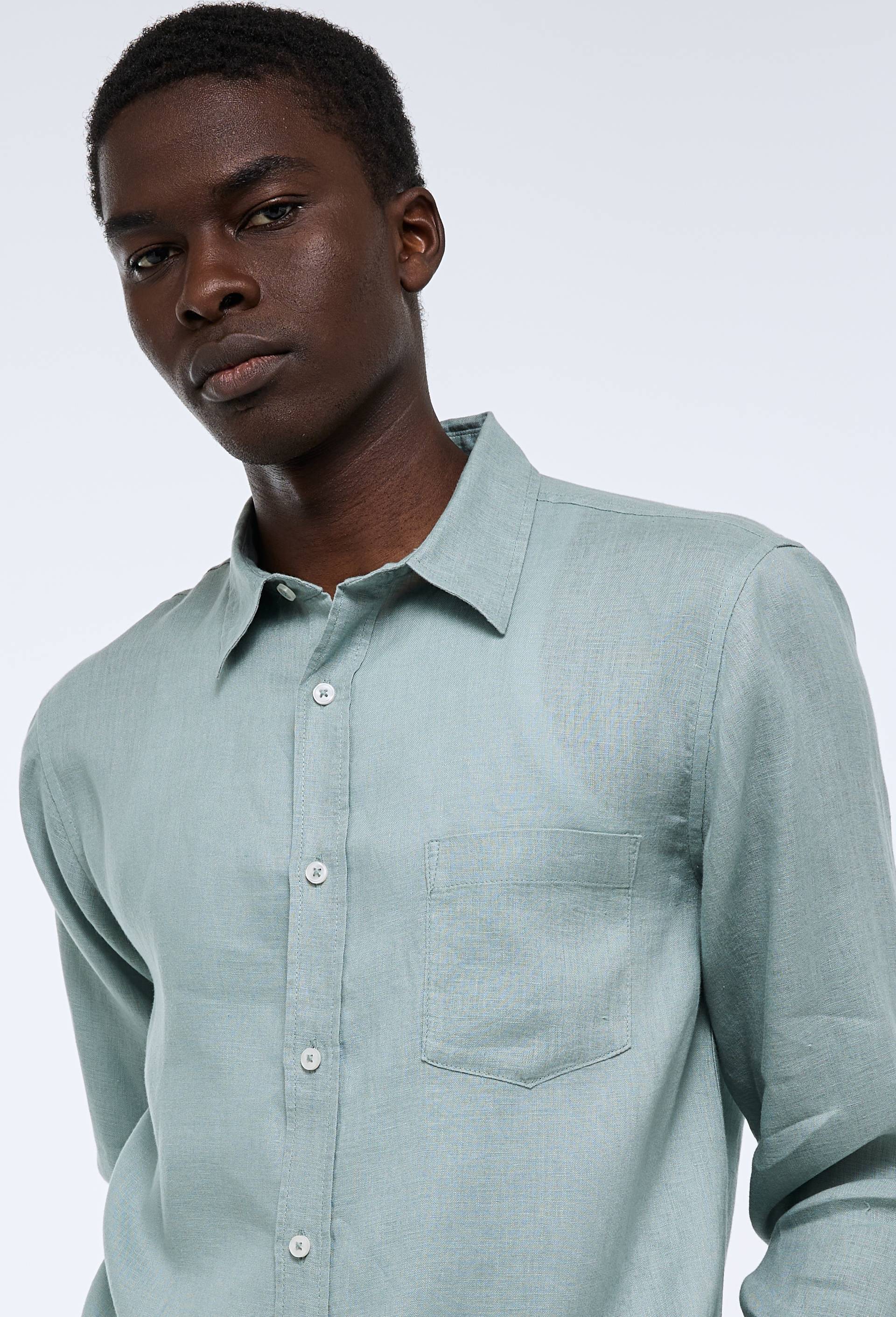 Chemise manches longues en lin, Vert clair, large image number 1