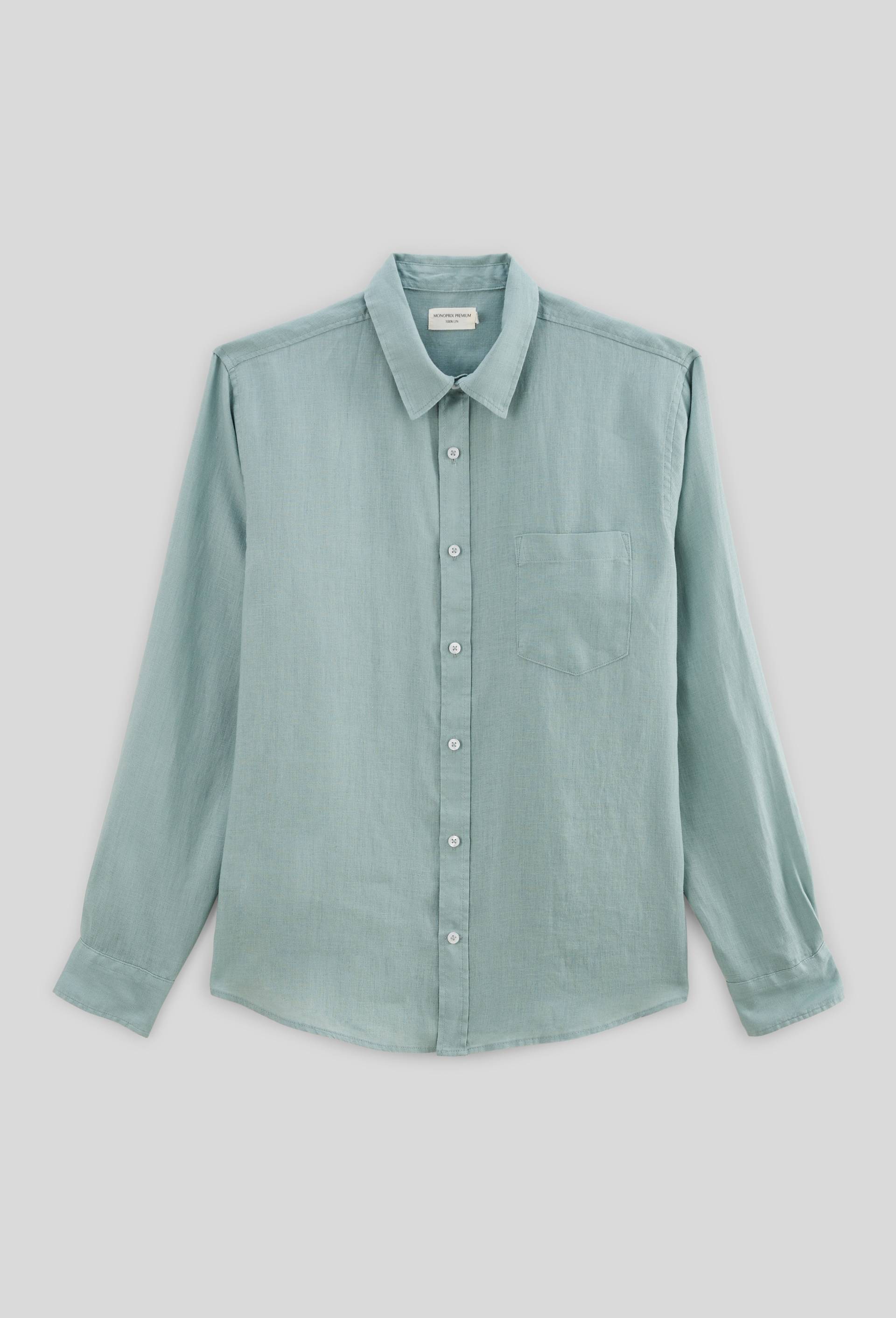 Chemise manches longues en lin, Vert clair, large image number 2.0