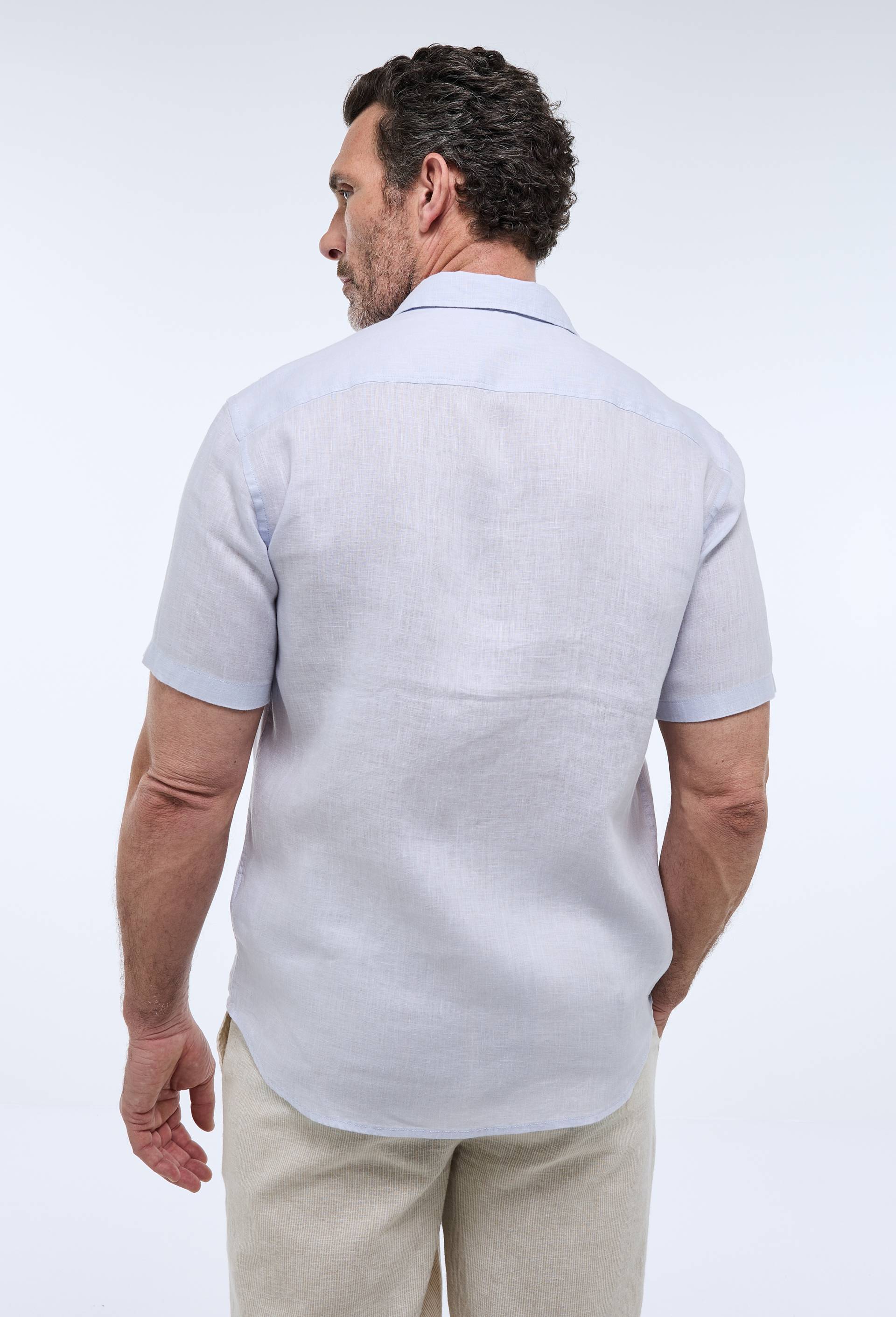 Chemise manches courtes en lin, Bleu clair, large image number 1