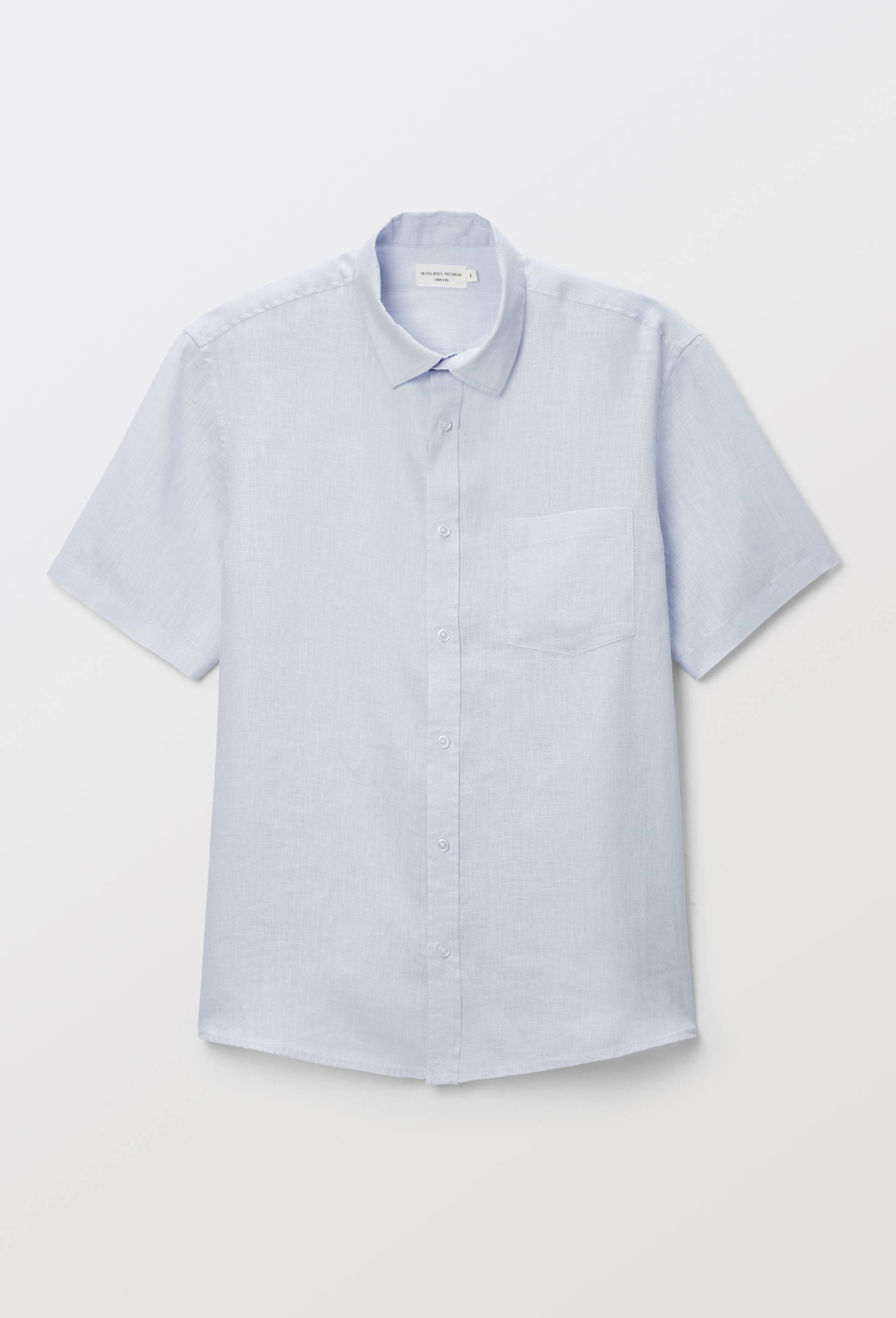 Chemise manches courtes en lin, Bleu clair, large image number 2.0