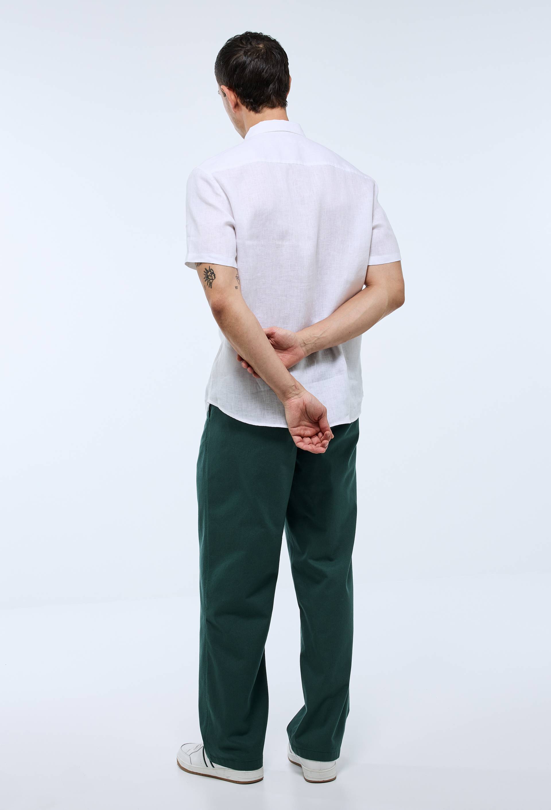 Chemise manches courtes en lin, Blanc, large image number 1.0