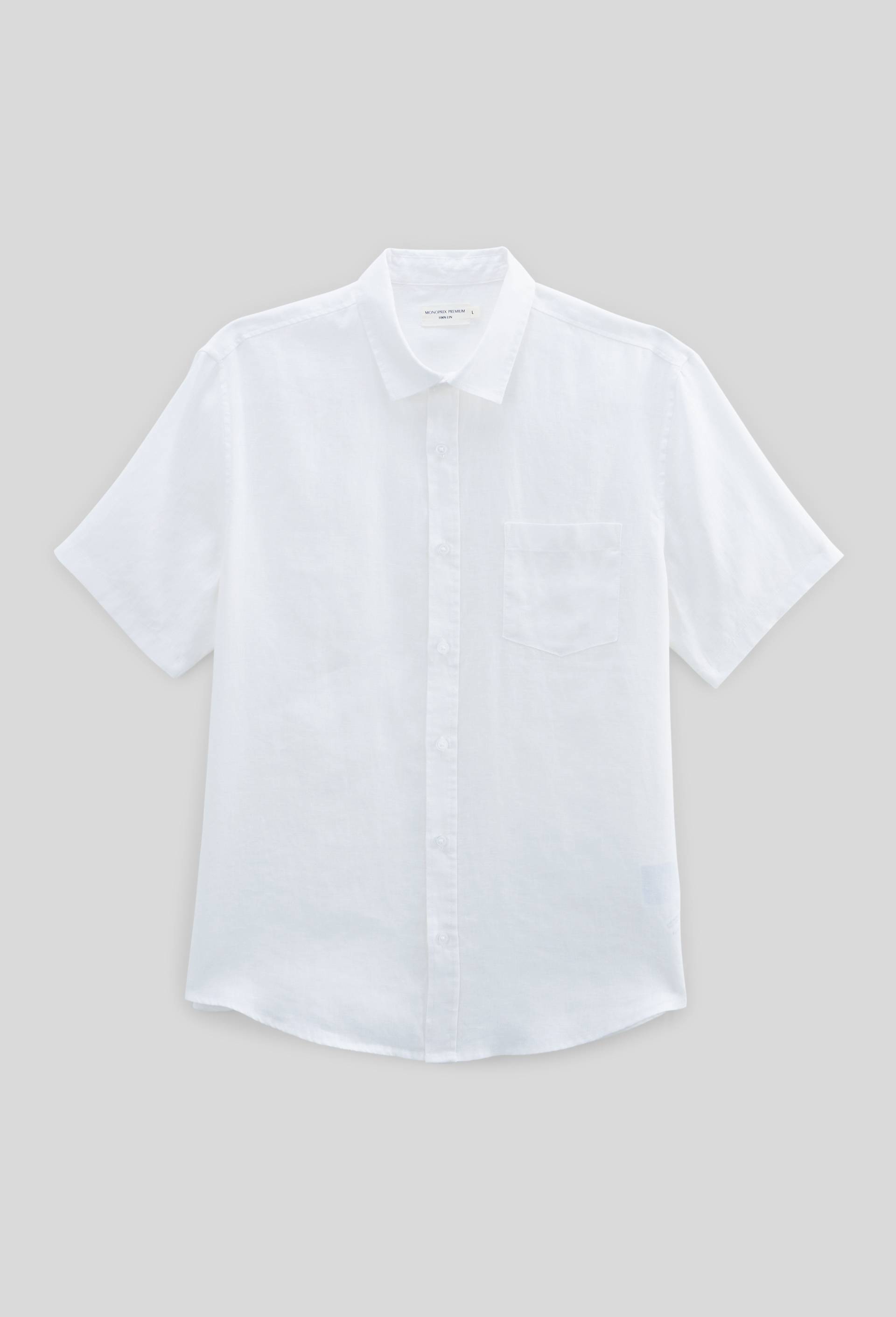 Chemise manches courtes en lin, Blanc, large image number 2