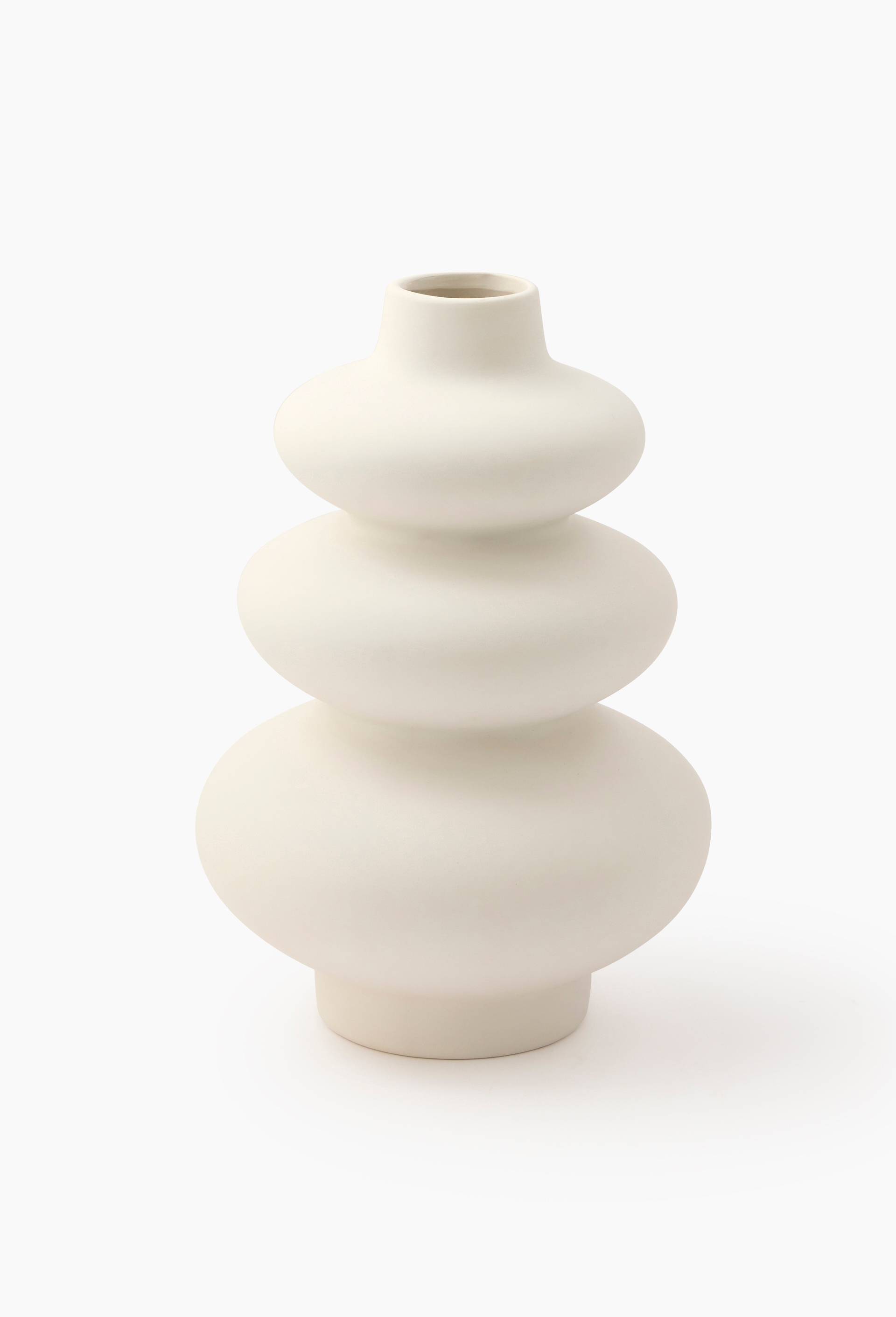 Vase ondul&eacute;, 19xH29cm, en c&eacute;ramique, Blanc, large image number 0