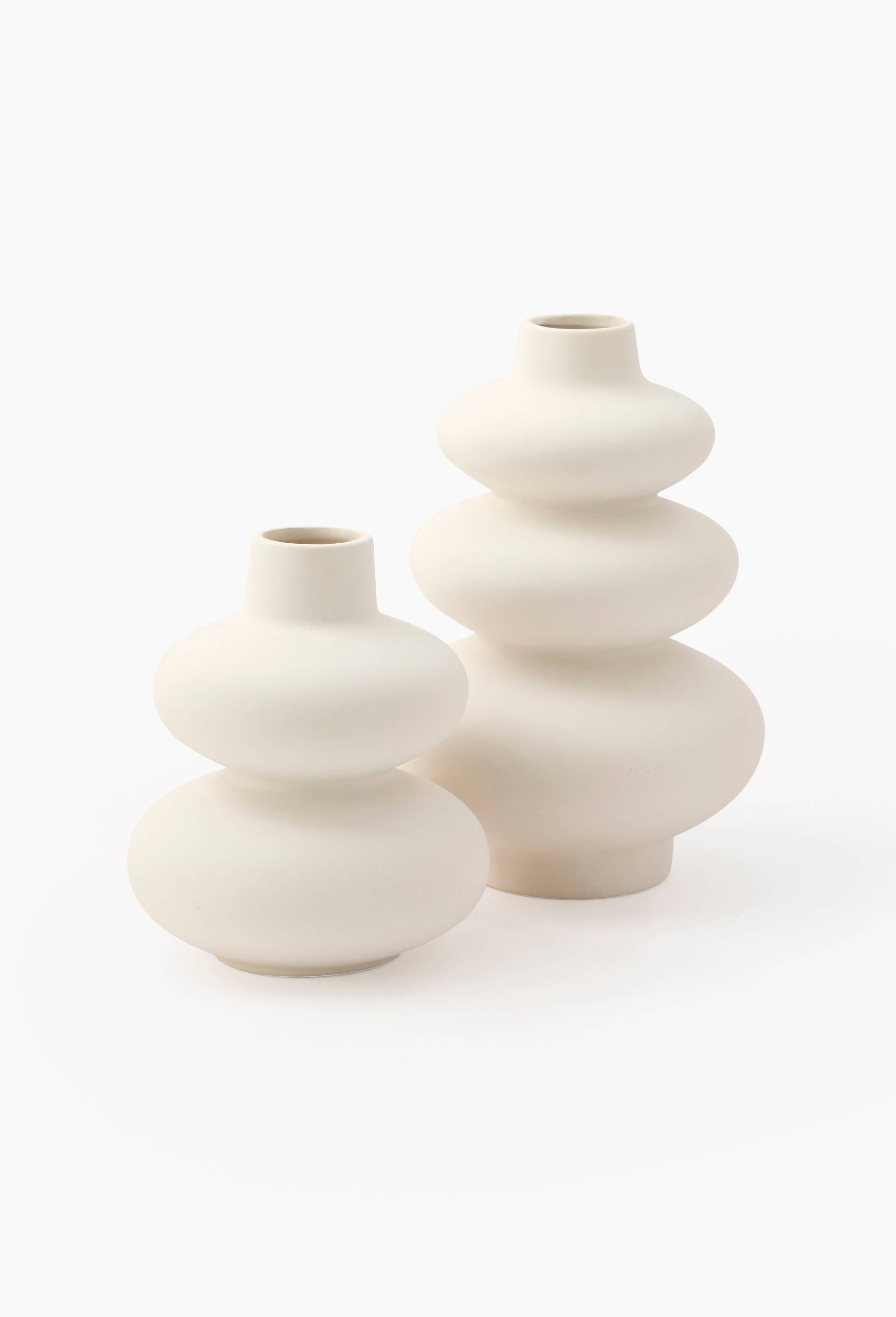 Vase ondul&eacute;, 19xH29cm, en c&eacute;ramique, Blanc, large image number 1