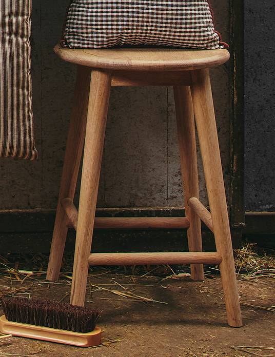 Tabouret en bois haut, H45x30cm, Beige clair, large image number 0.0
