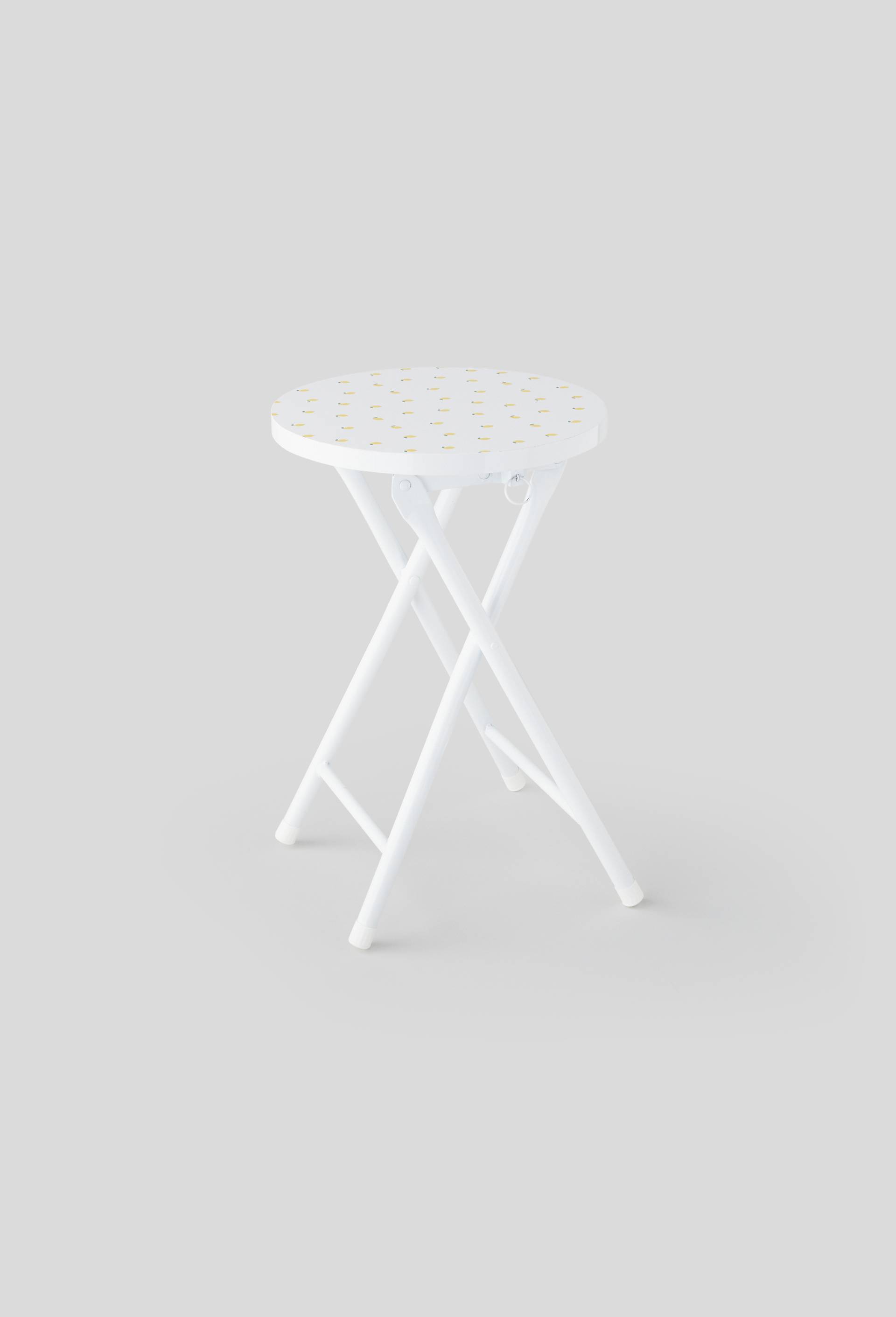 Tabouret pliant imprimé, 30xH45 cm, en métal et bois, Jaune, swatch image