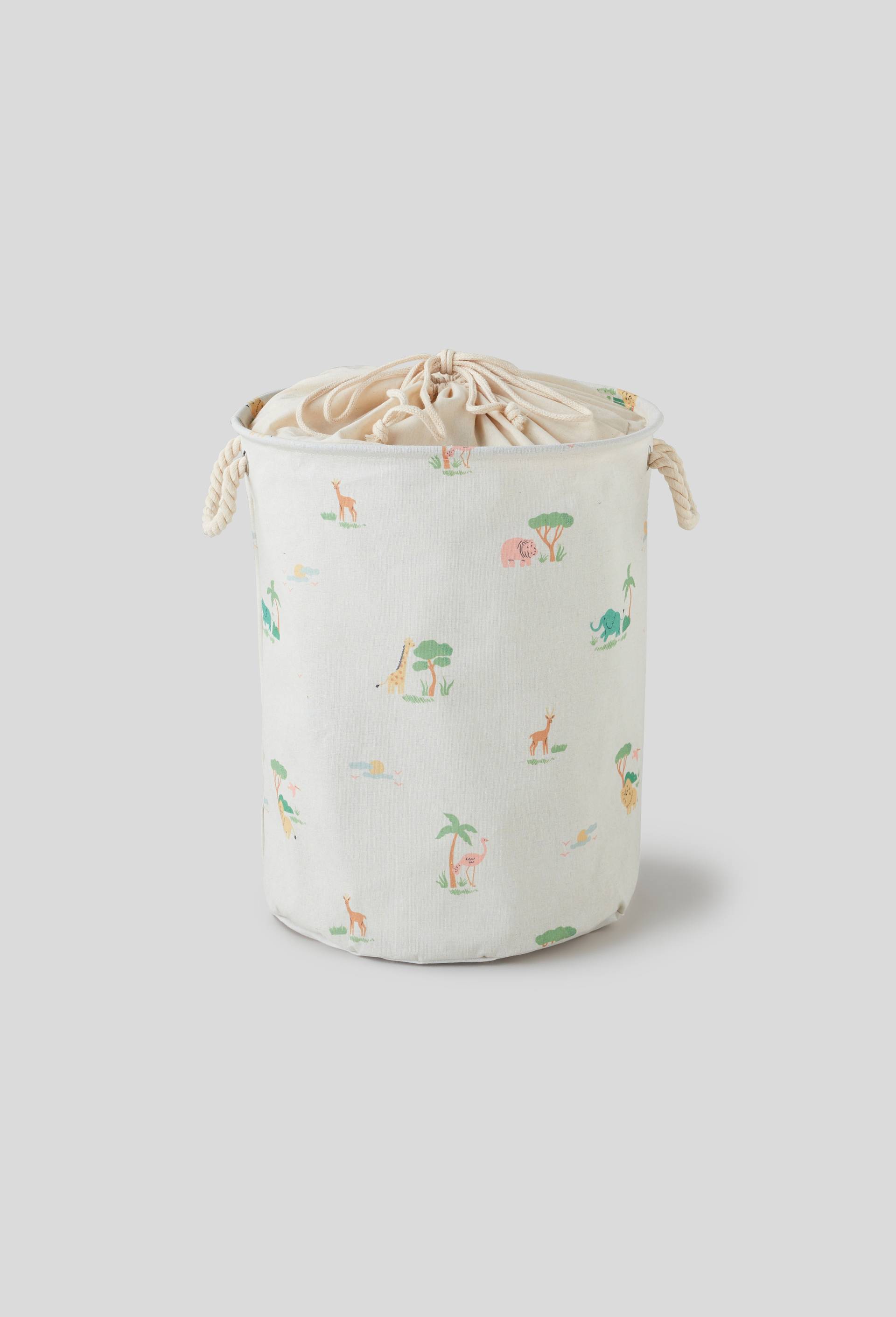 Panier à linge imprimé, 38x49cm, en polyester et coton, Multicolore, large image number 0.0