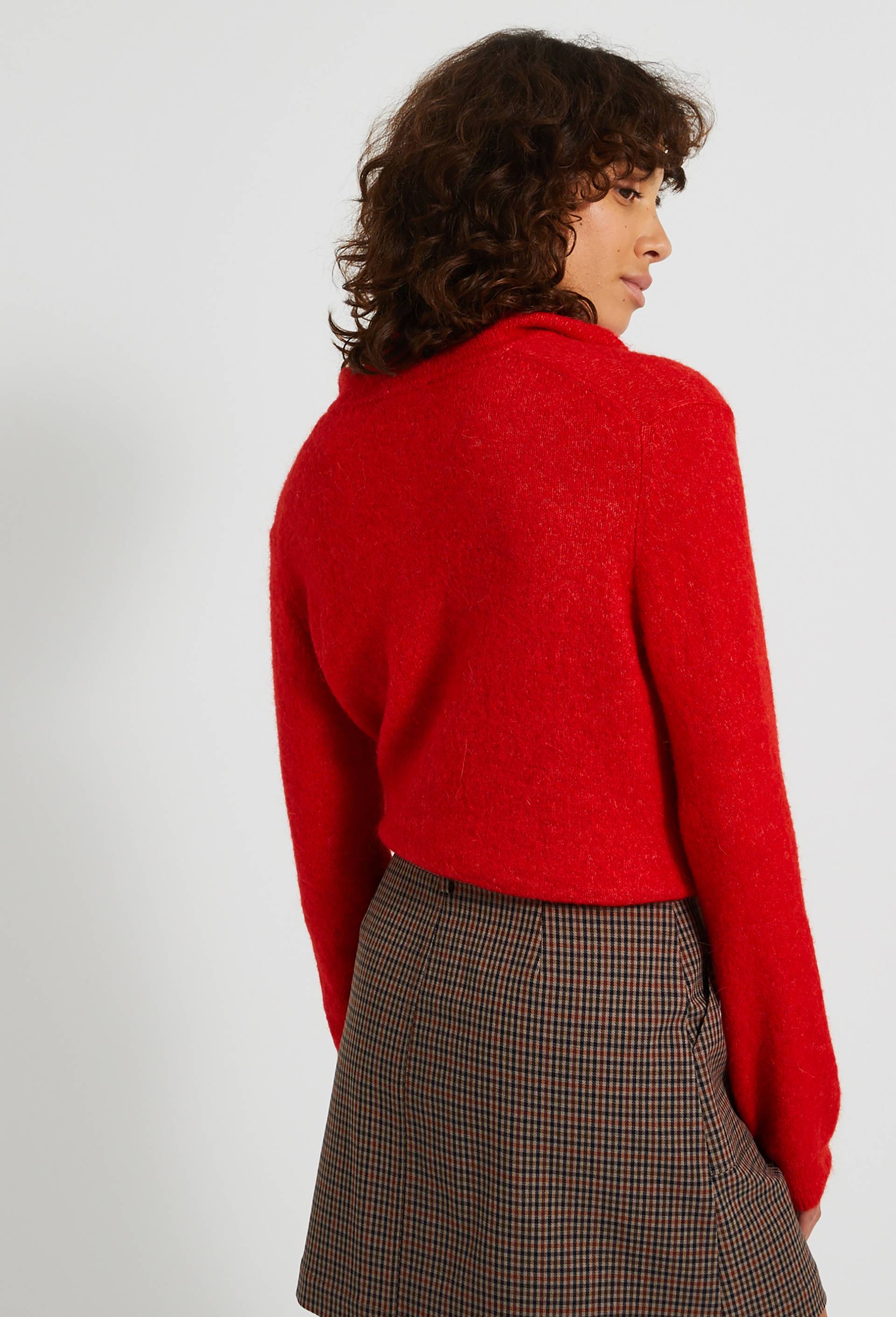 Gilet &agrave; col chemin&eacute;e, Rouge, large image number 1