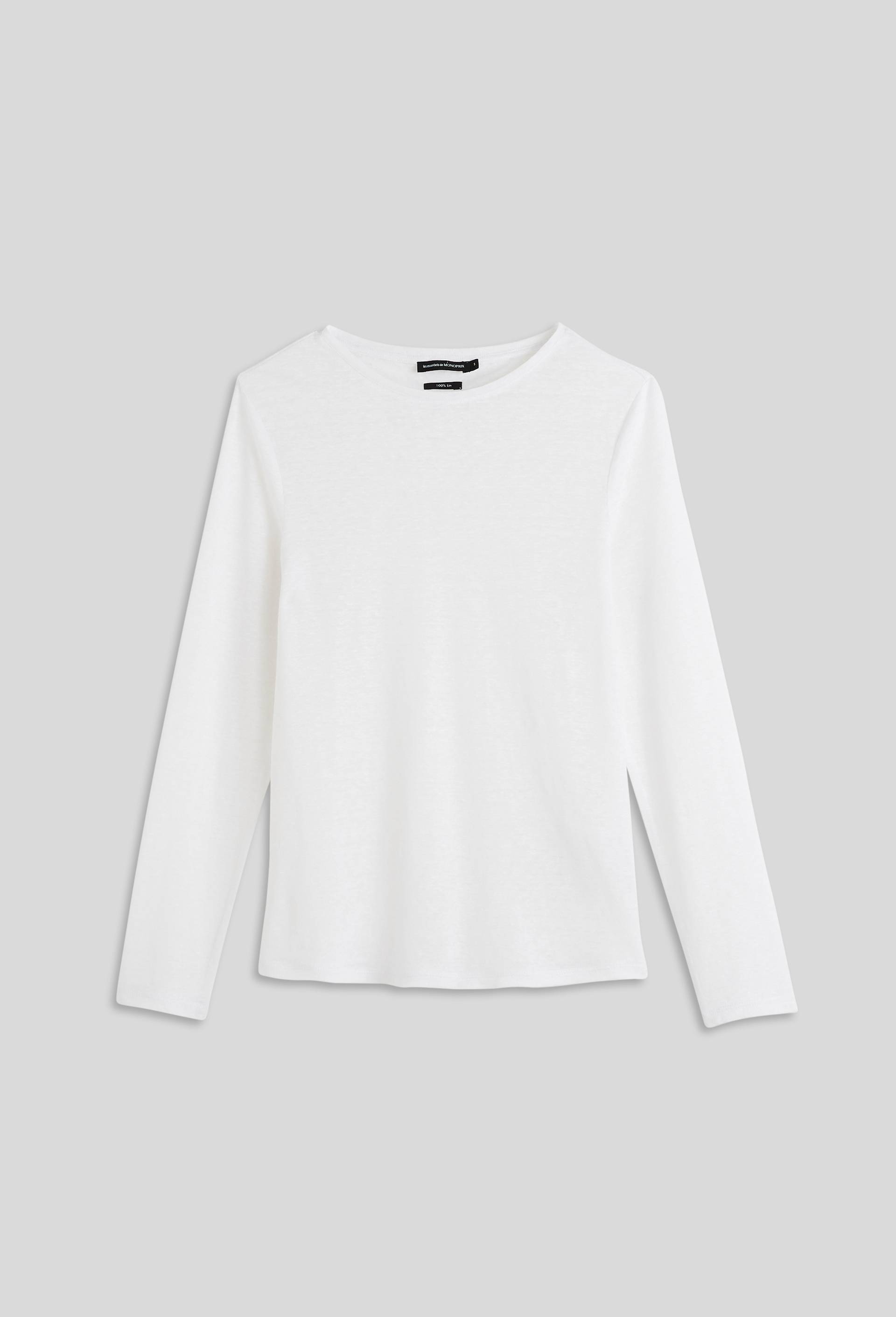 Tee shirt uni en lin, Blanc, large image number 2