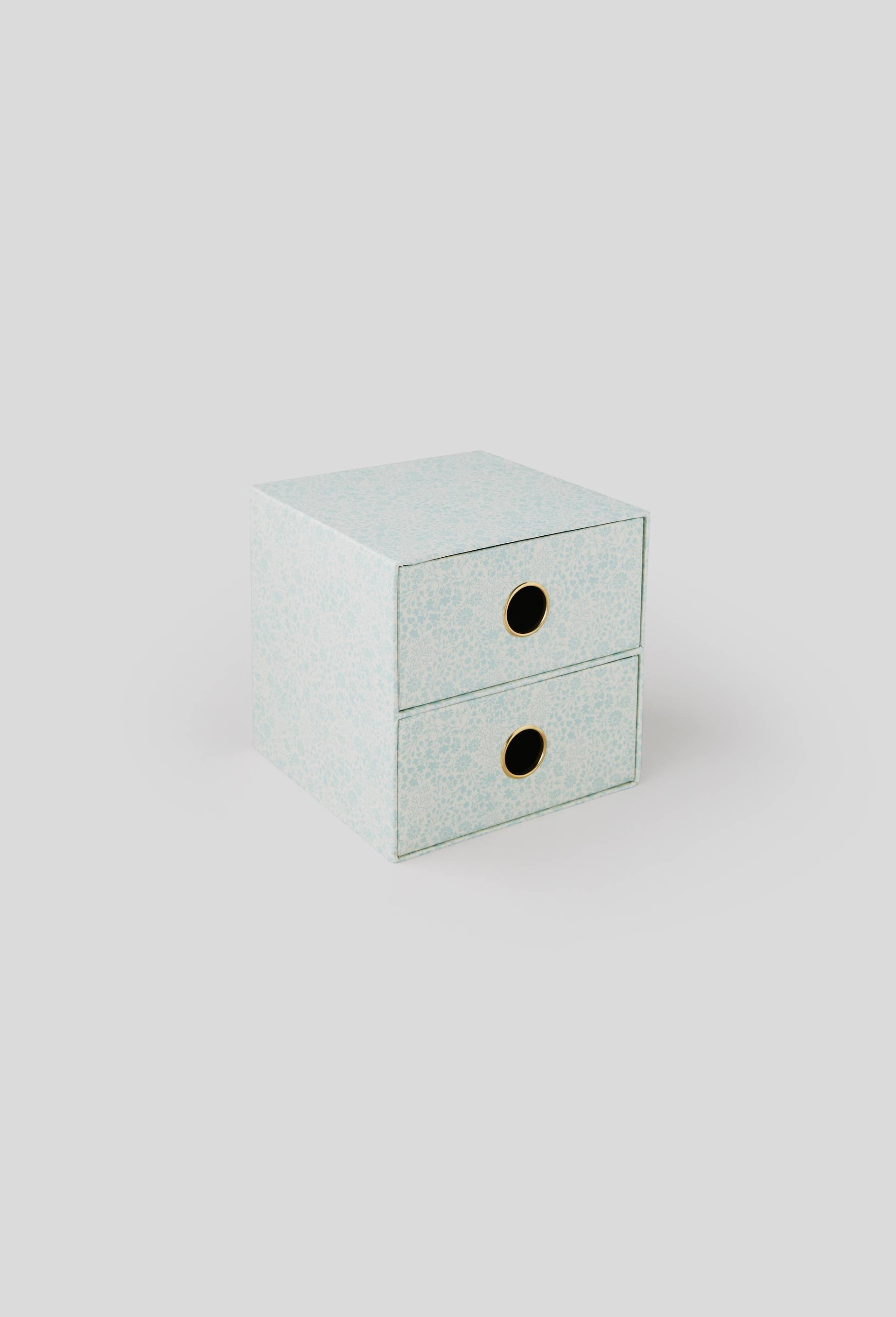 Boîte de rangement 2 tiroirs, 16 x 16 x 16 cm, carton, Vert, large image number 0.0