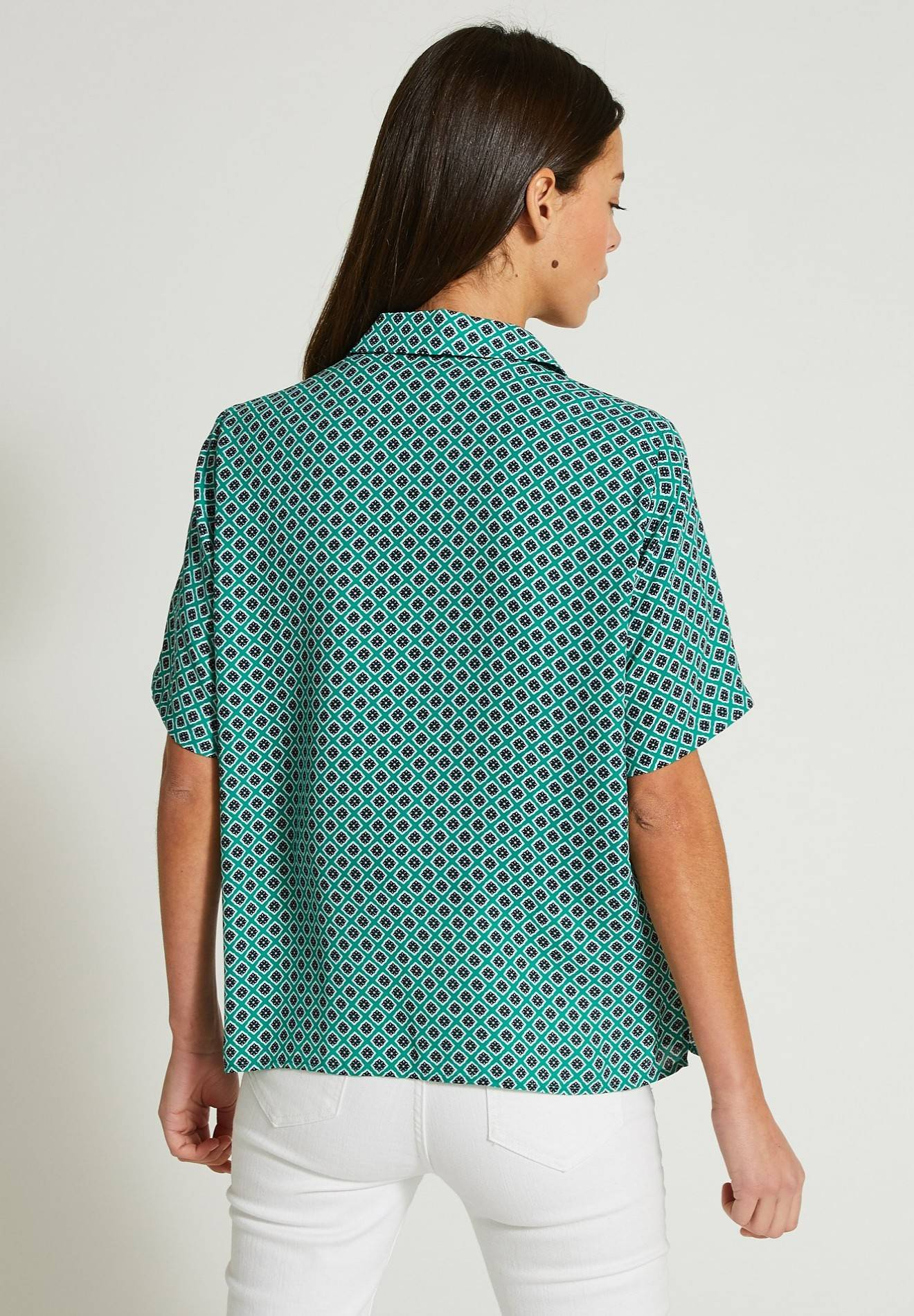 Blouse imprimée style polo, Vert, large image number 4