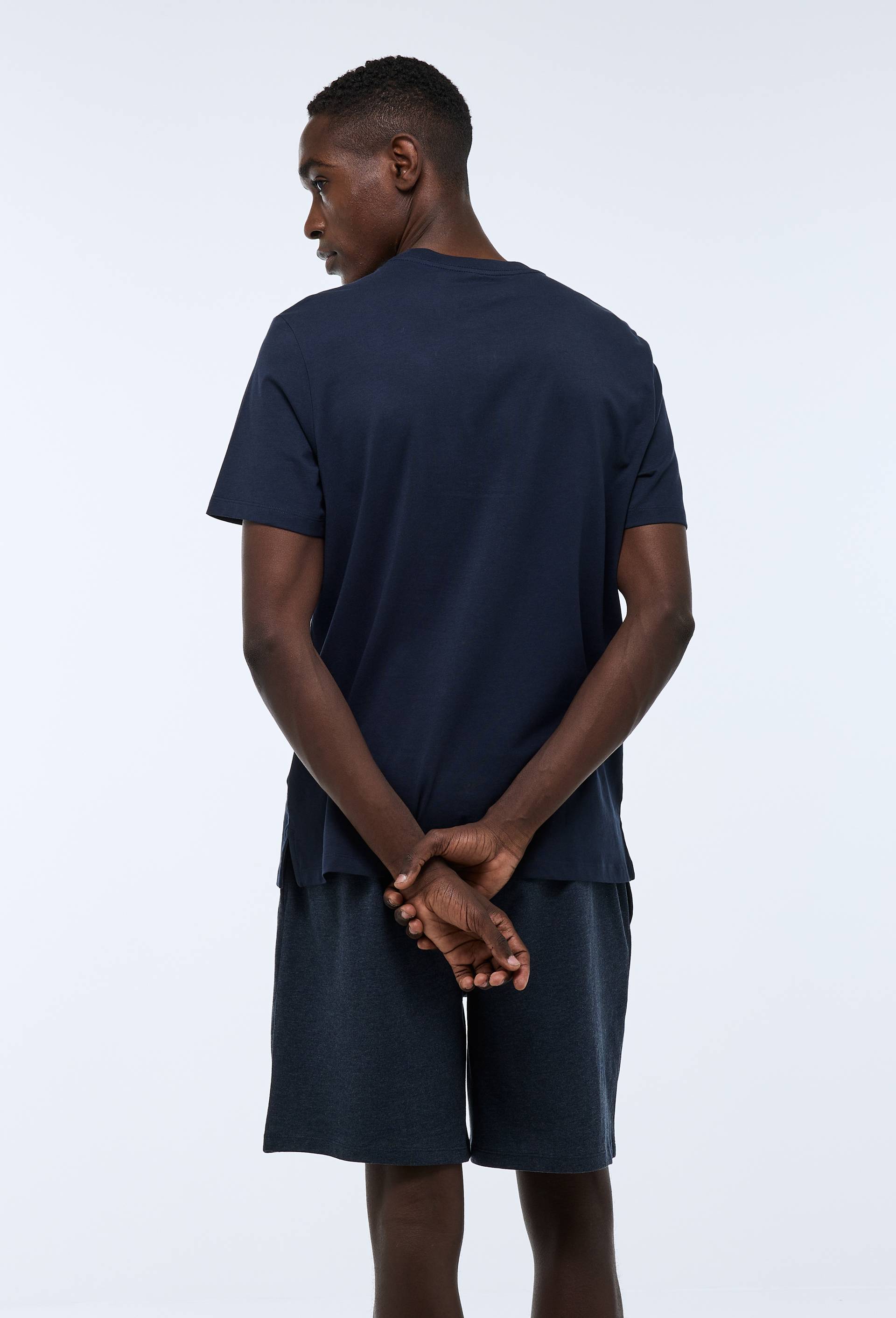 Pyjama T-shirt manches courtes et bermuda en jersey de coton BIO, Bleu foncé, large image number 1.0