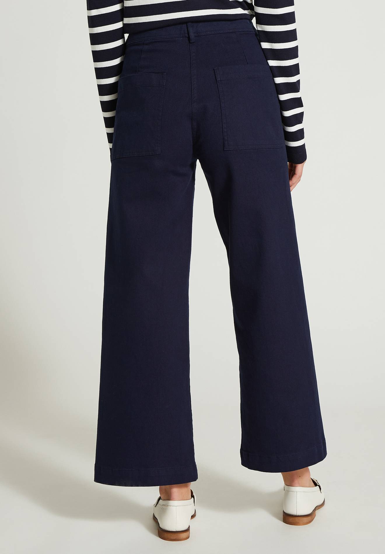 Pantalon large taille haute contenant du coton, Bleu fonc&eacute;, large image number 4.0