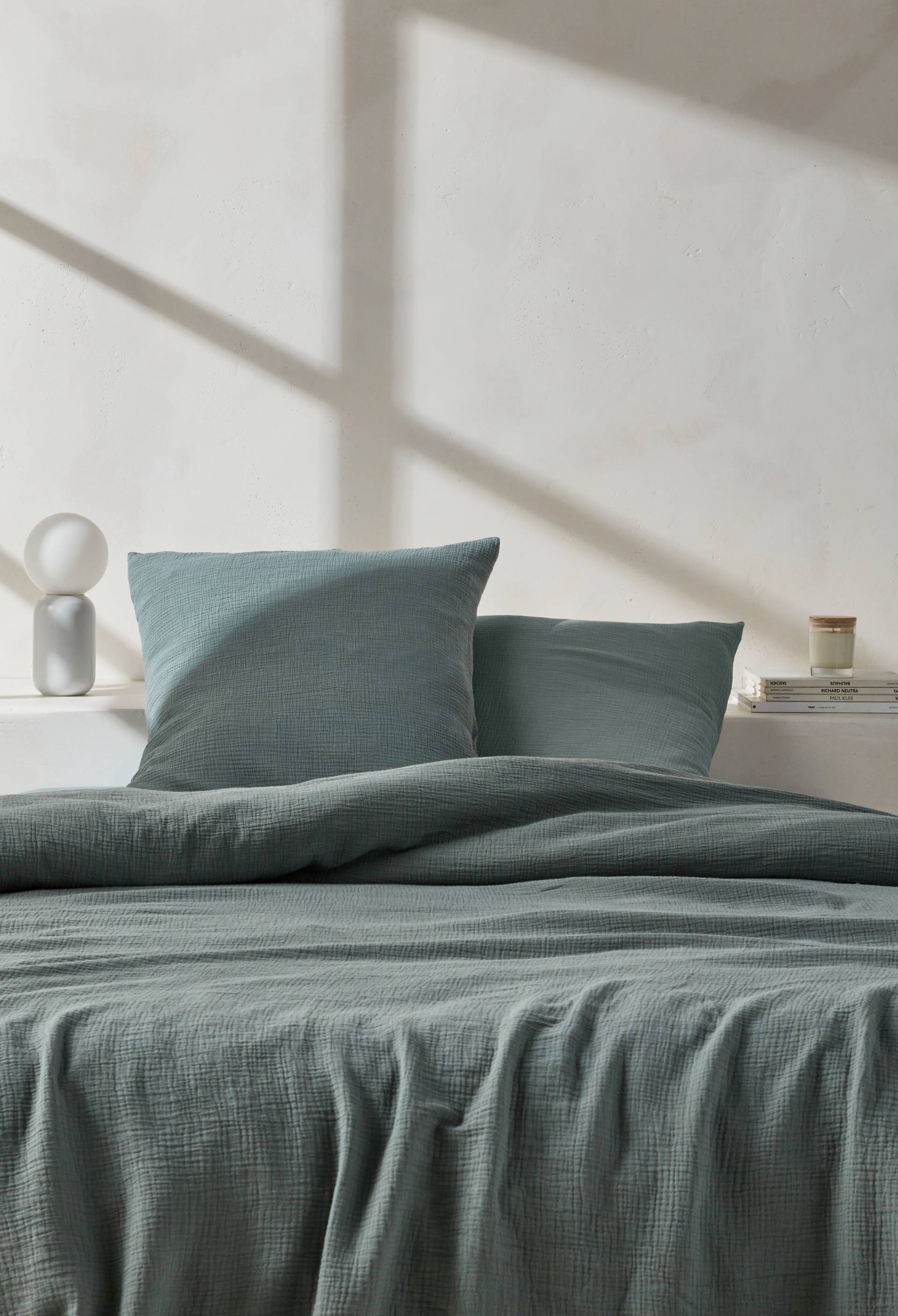 Drap housse uni, gaze de coton, 100% coton bio GOTS, Vert, large image number 2