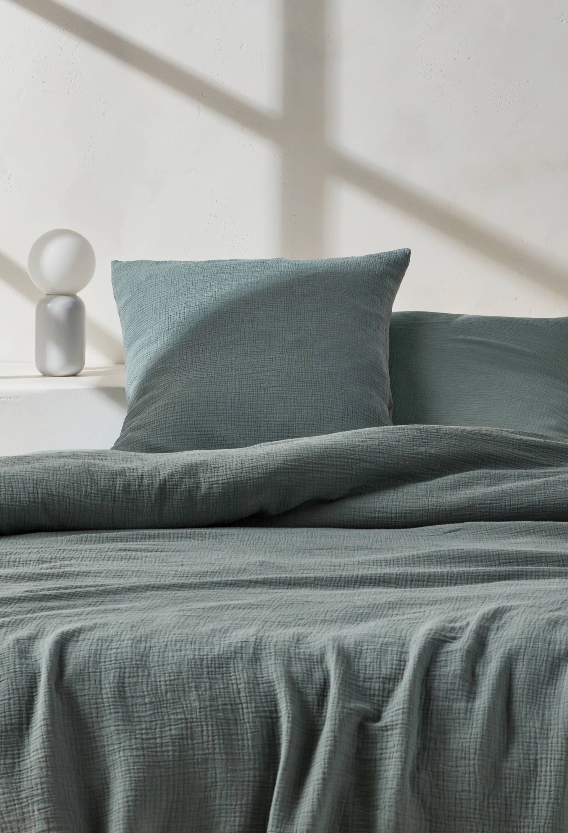 Housse de couette unie, gaze de coton, 100% coton bio GOTS, Vert, large