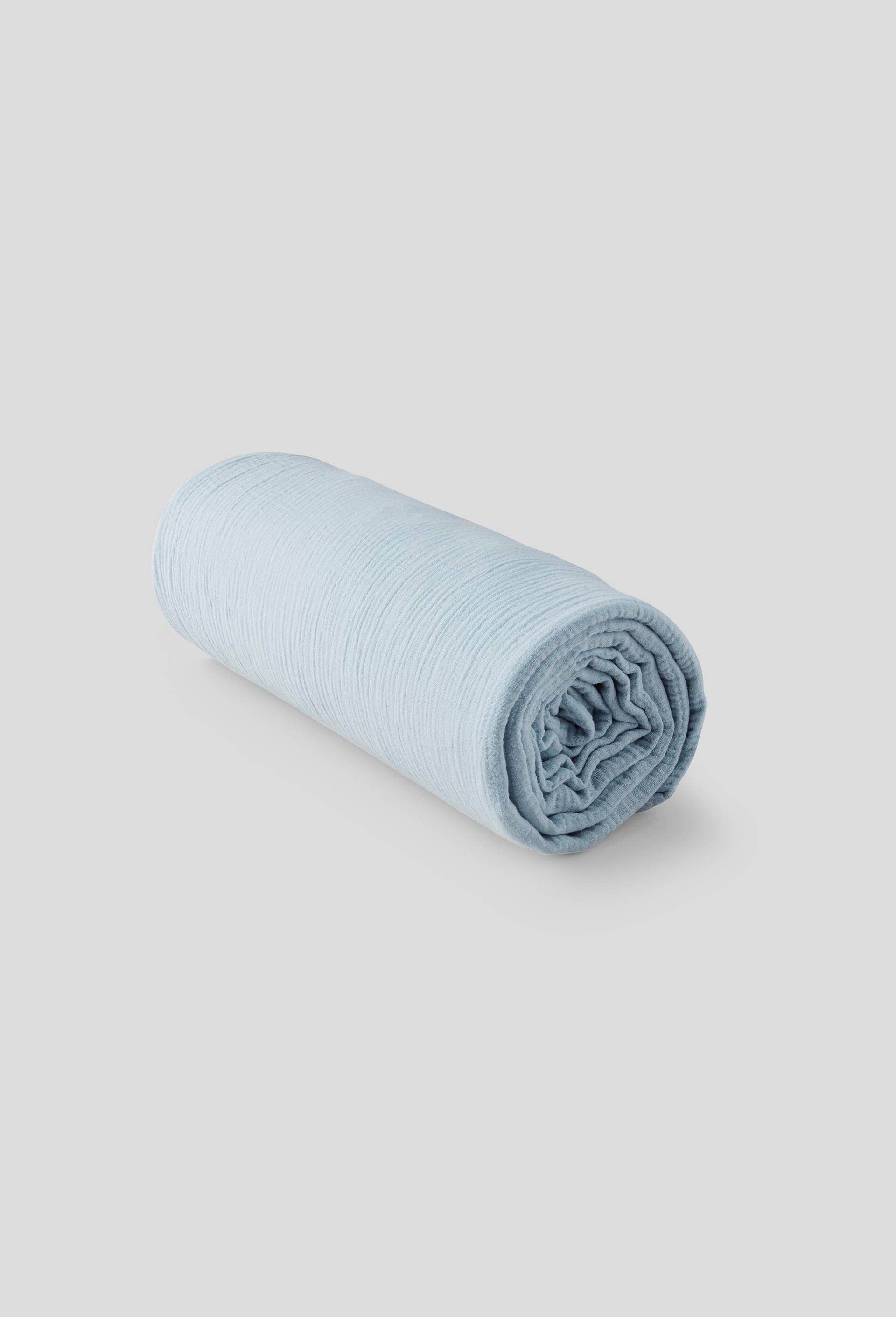 Drap housse 160x200 cm  Gaze de coton bio  Oekotex, Bleu clair, large image number 1