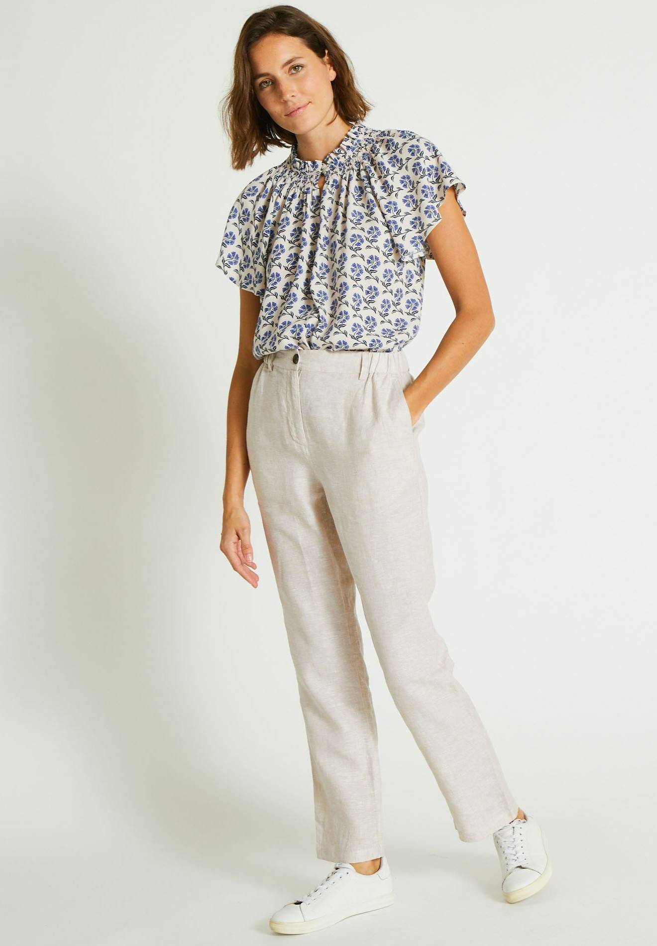 Pantalon carotte en lin, cértifié European flax, Beige clair, large image number 3.0