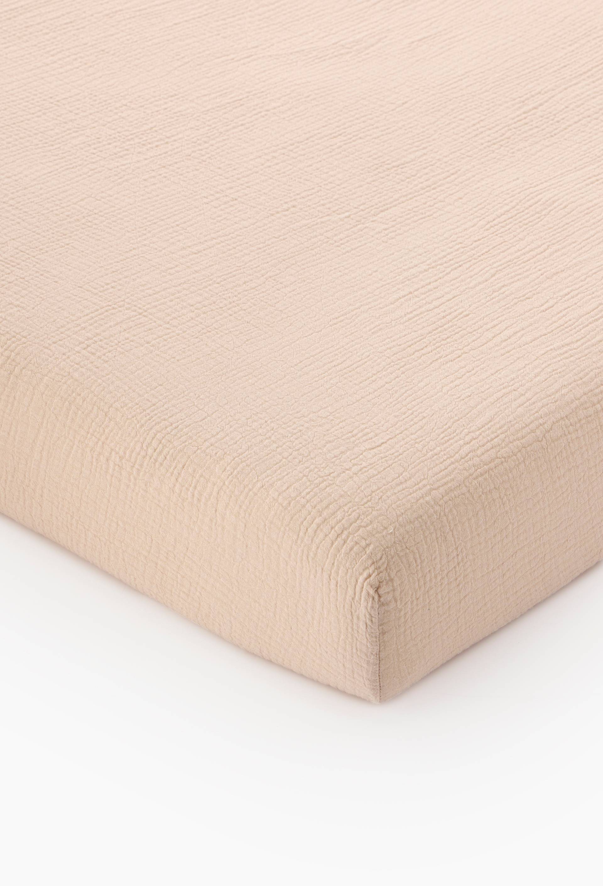 Drap housse, 160x200 cm, gaze de coton, 100% coton bio GOTS, Rose clair, large image number 0