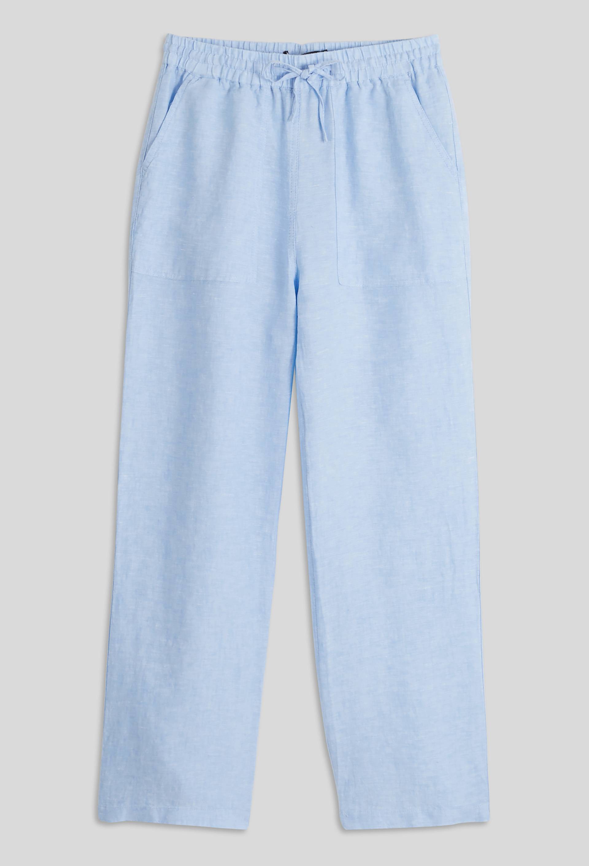 Pantalon taille élastiquée en lin, certifié European Flax, Bleu clair, large image number 2.0