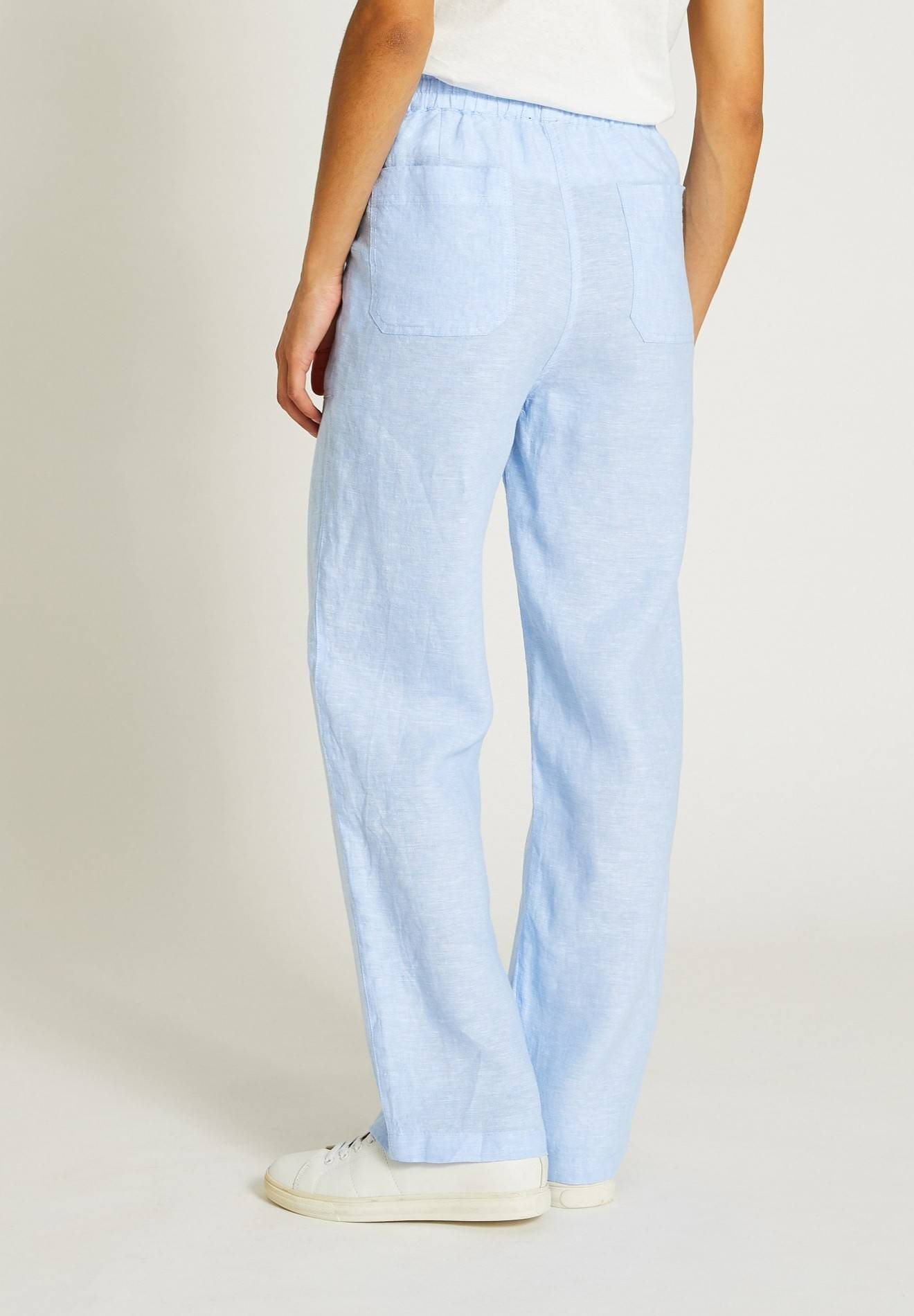 Pantalon taille élastiquée en lin, certifié European Flax, Bleu clair, large image number 4