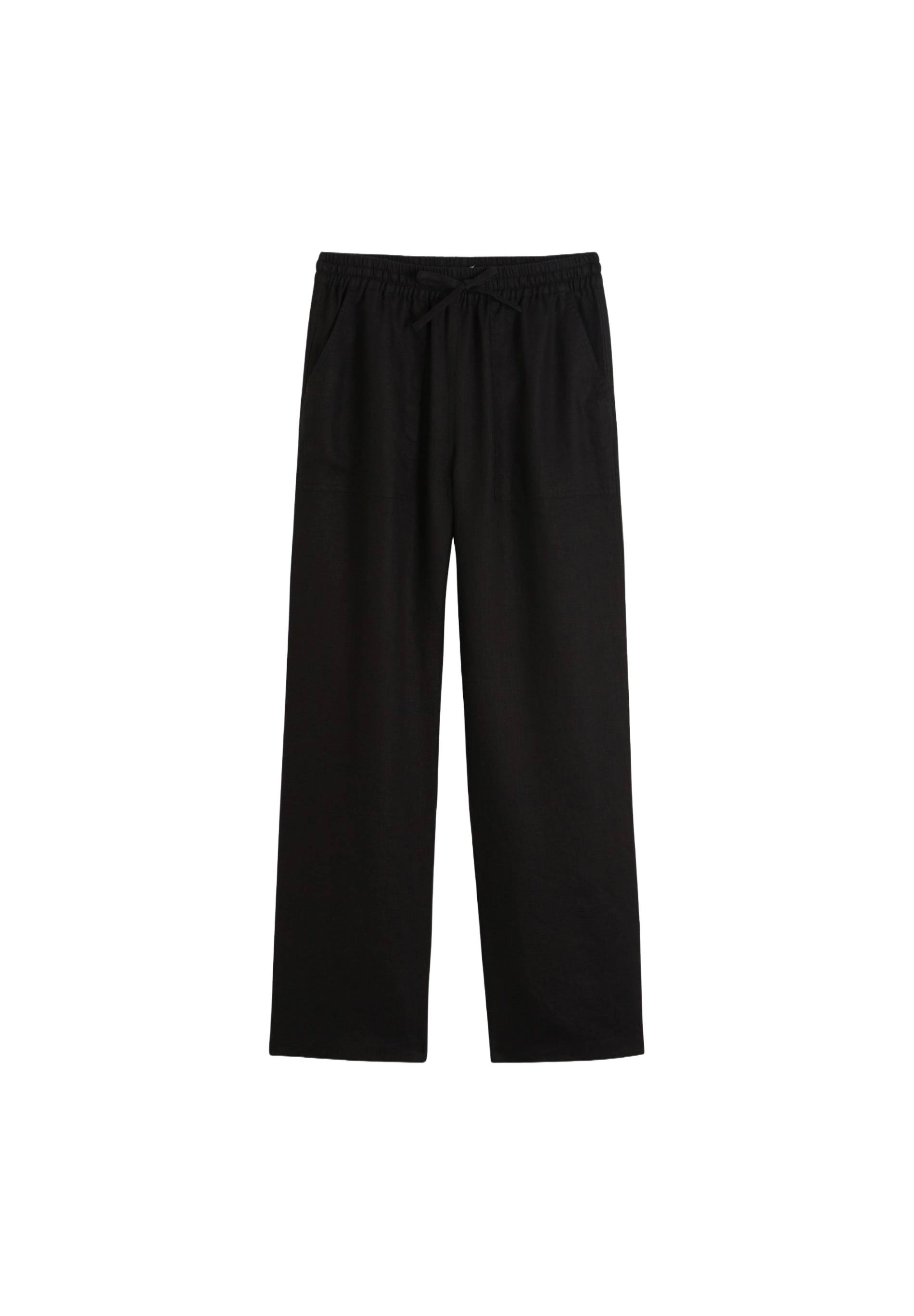 Pantalon taille élastiquée en lin, certifié European Flax, Noir, large image number 5