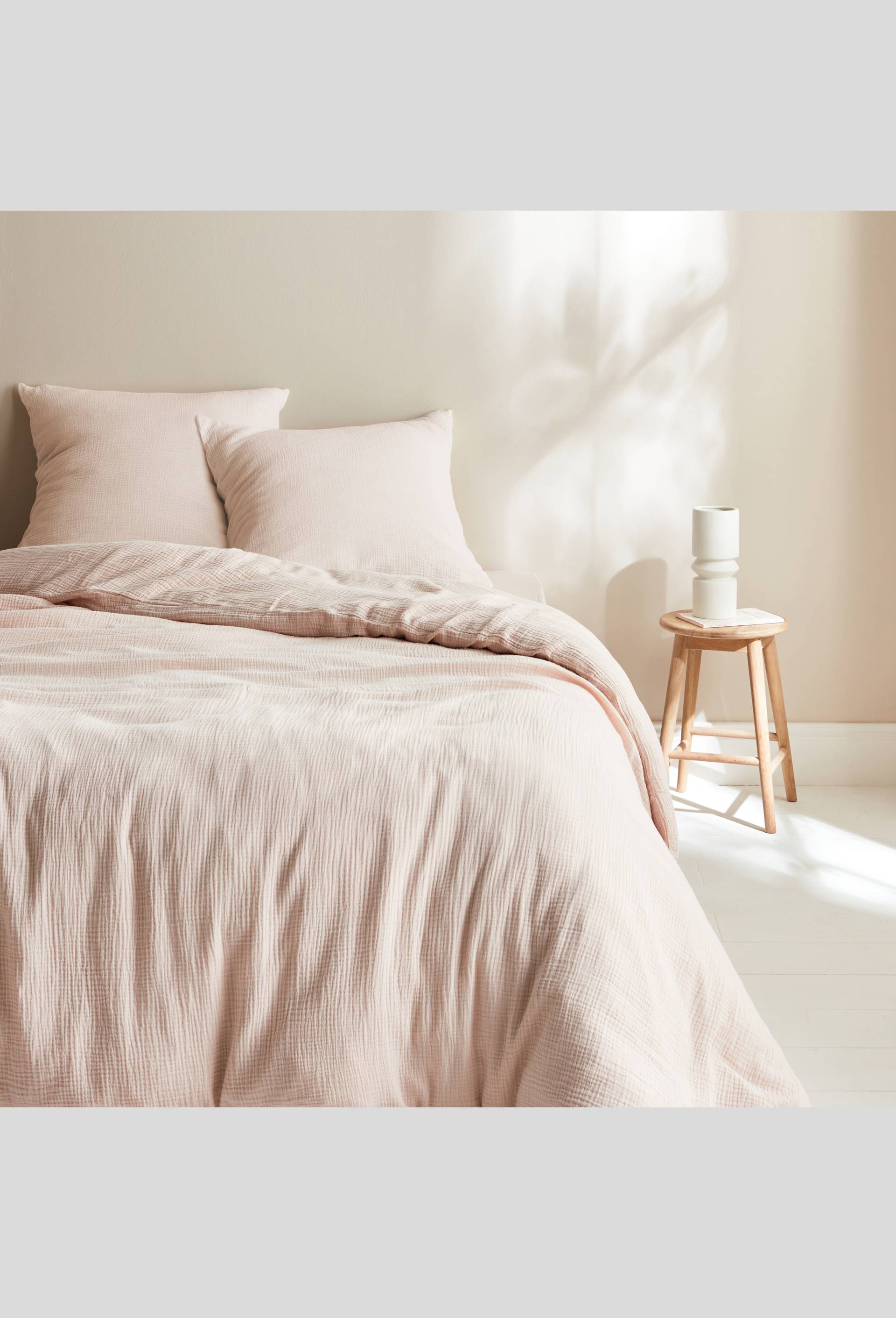 Housse de couette 2 personnes,  240x220cm, gaze de coton, 100% coton bio GOTS, Rose clair, large image number 2