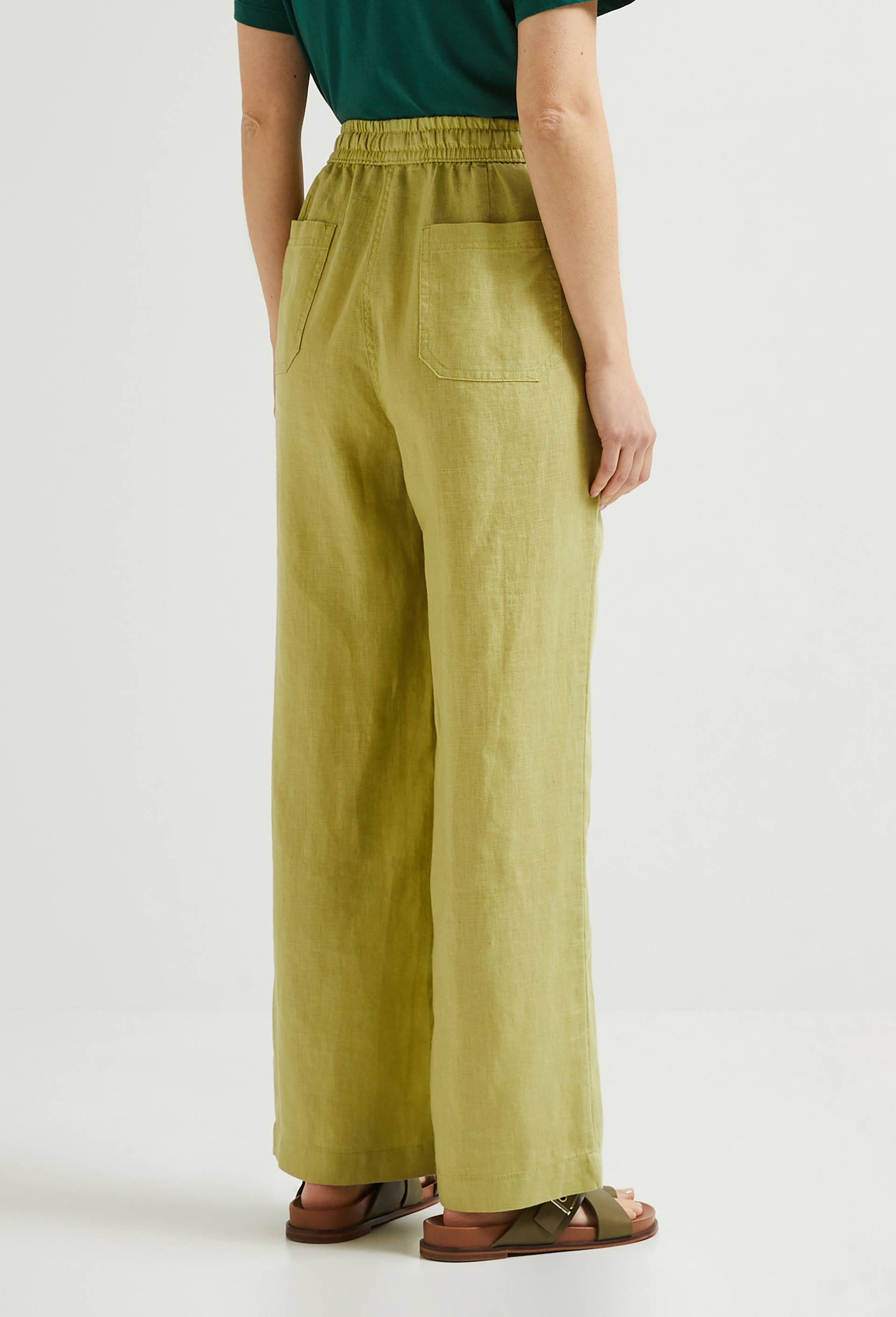 Pantalon taille élastiquée en lin, certifié European Flax, Vert clair, large image number 1.0