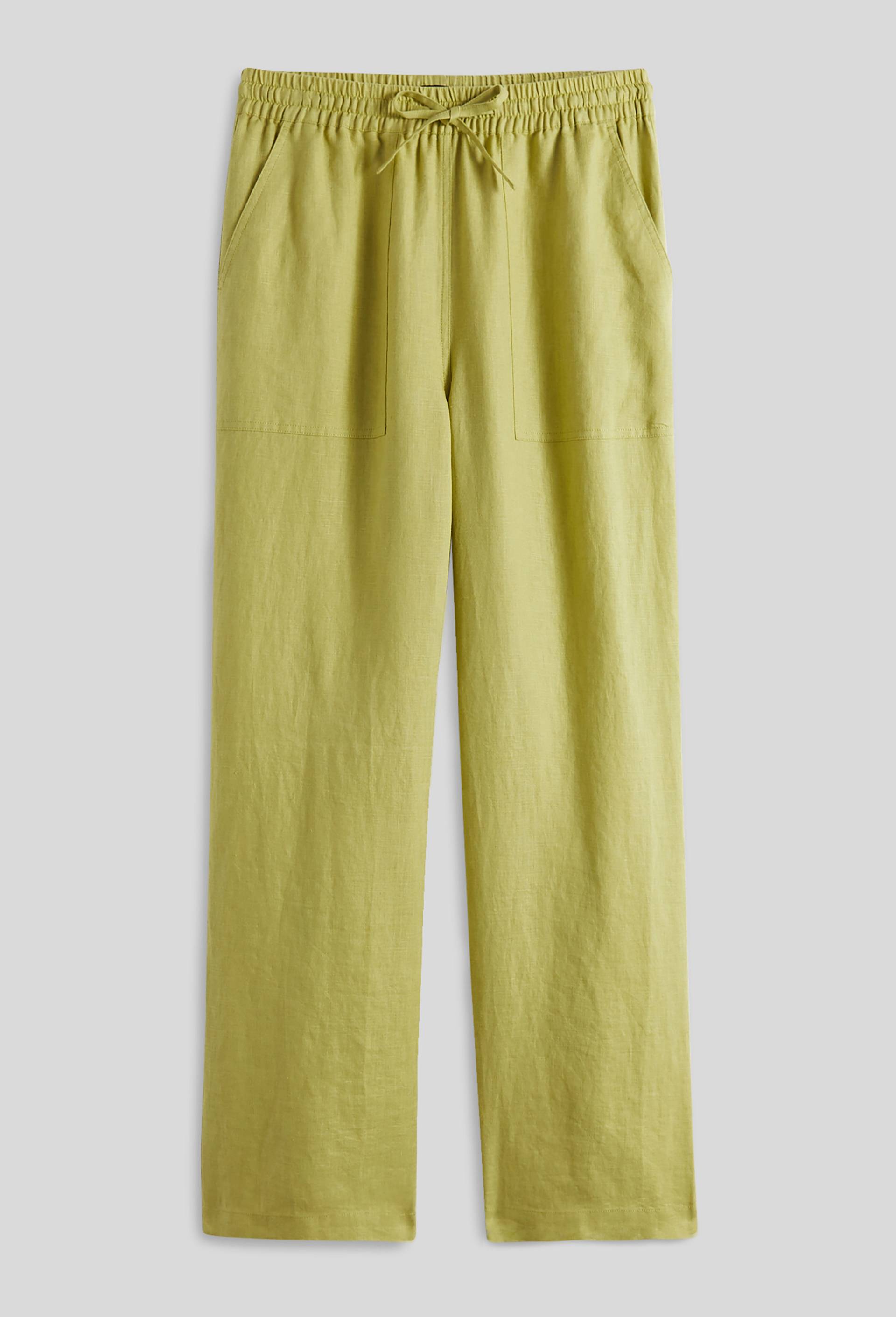 Pantalon taille élastiquée en lin, certifié European Flax, Vert clair, large image number 2.0