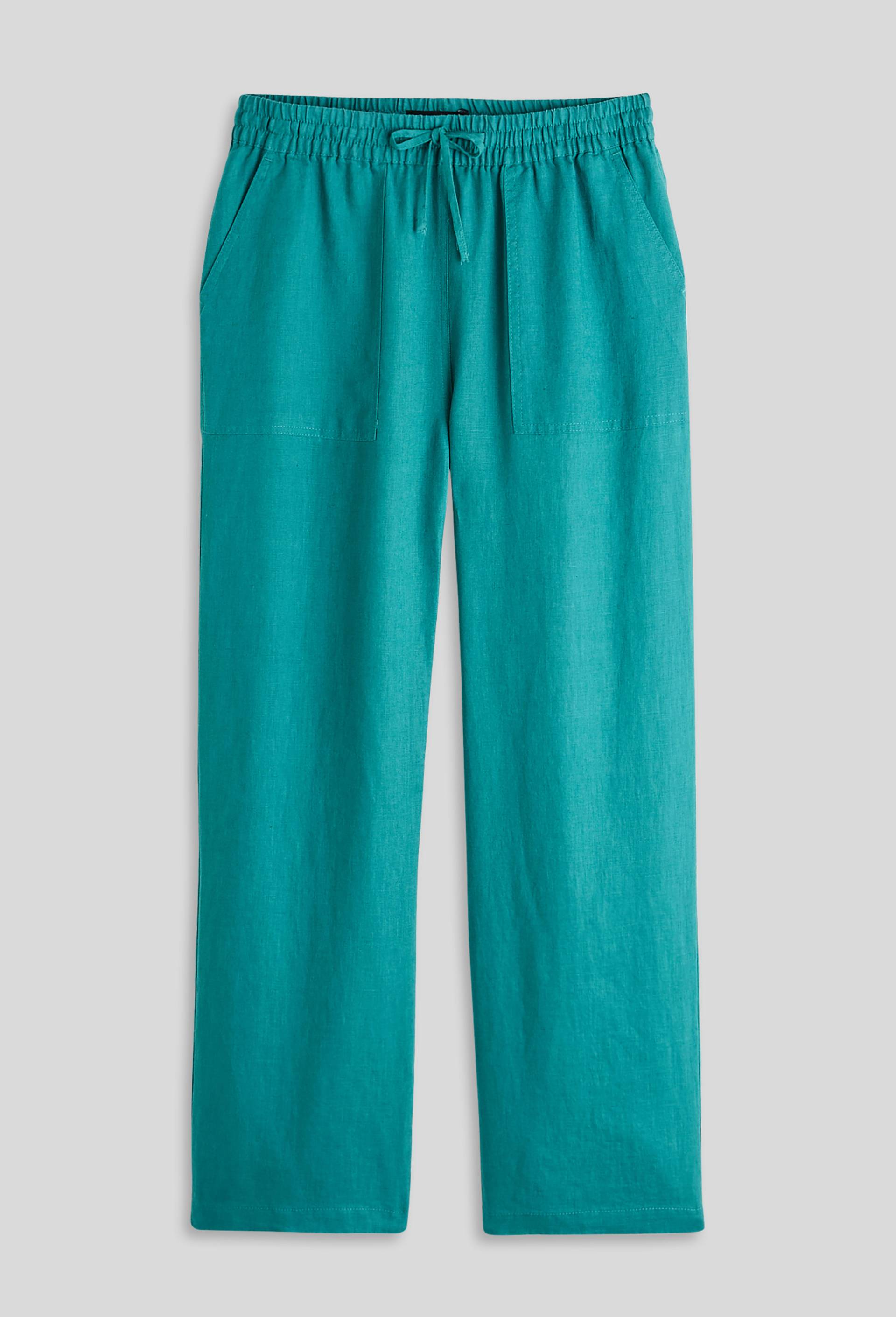 Pantalon taille élastiquée en lin, certifié European Flax, Vert, large image number 2