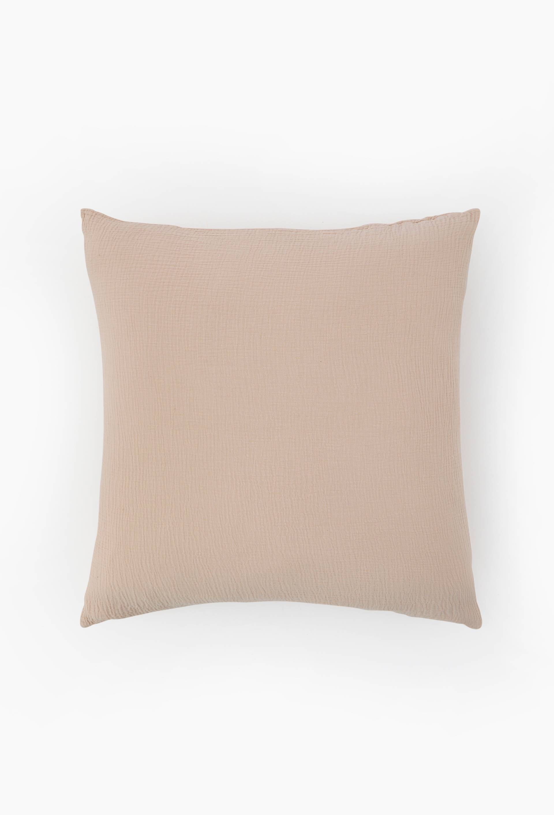 Taie carr&eacute;e,  63 x 63 cm, gaze de coton, 100% coton bio GOTS, Rose clair, large image number 0