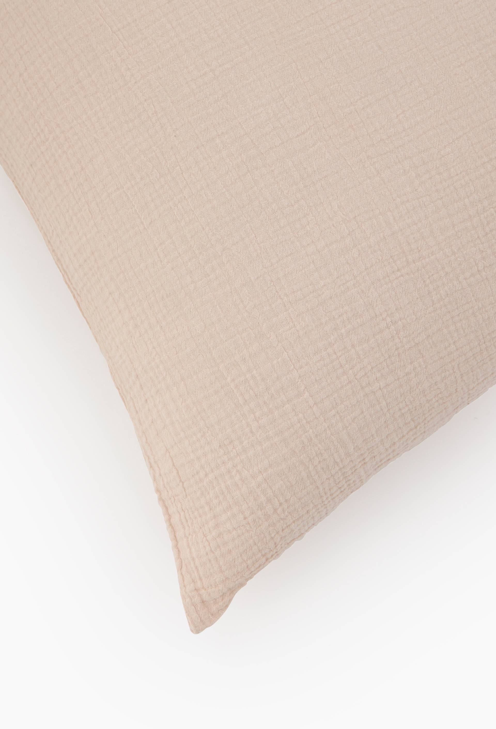 Taie carr&eacute;e,  63 x 63 cm, gaze de coton, 100% coton bio GOTS, Rose clair, large image number 1