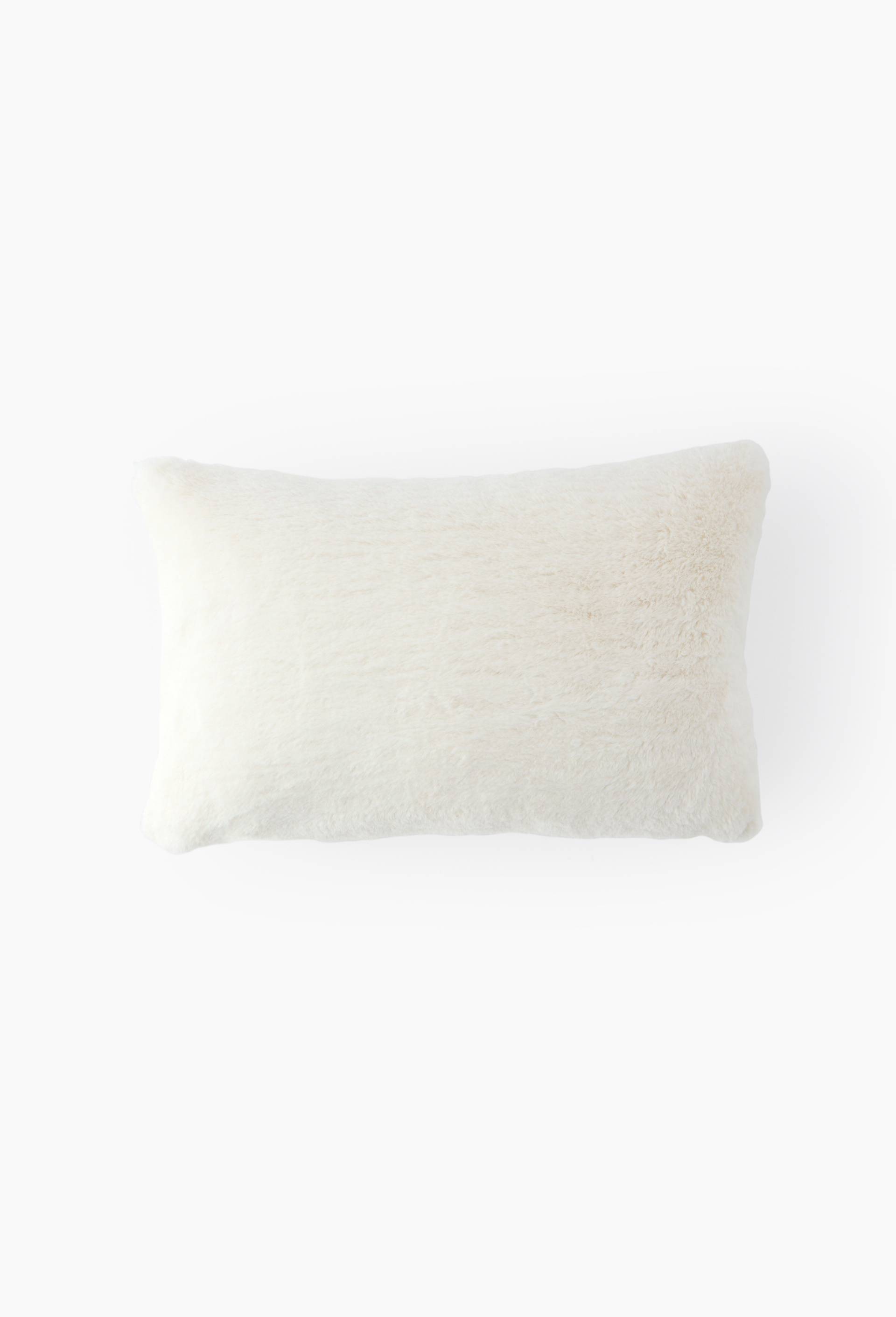 Coussin fausse fourrure, 30x50cm, 100% polyester recycl&eacute;, Blanc, large image number 0