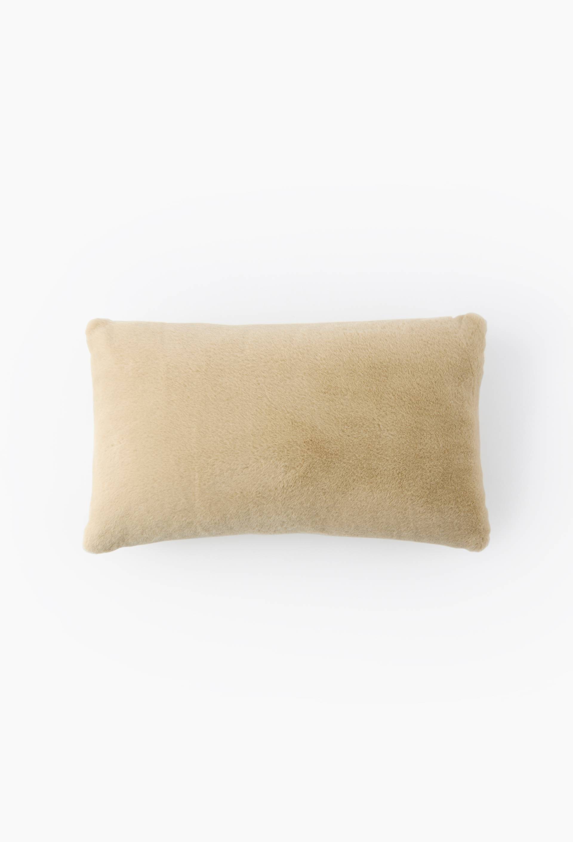 Coussin fausse fourrure, 30x50cm, 100% polyester recycl&eacute;, Beige, large image number 1