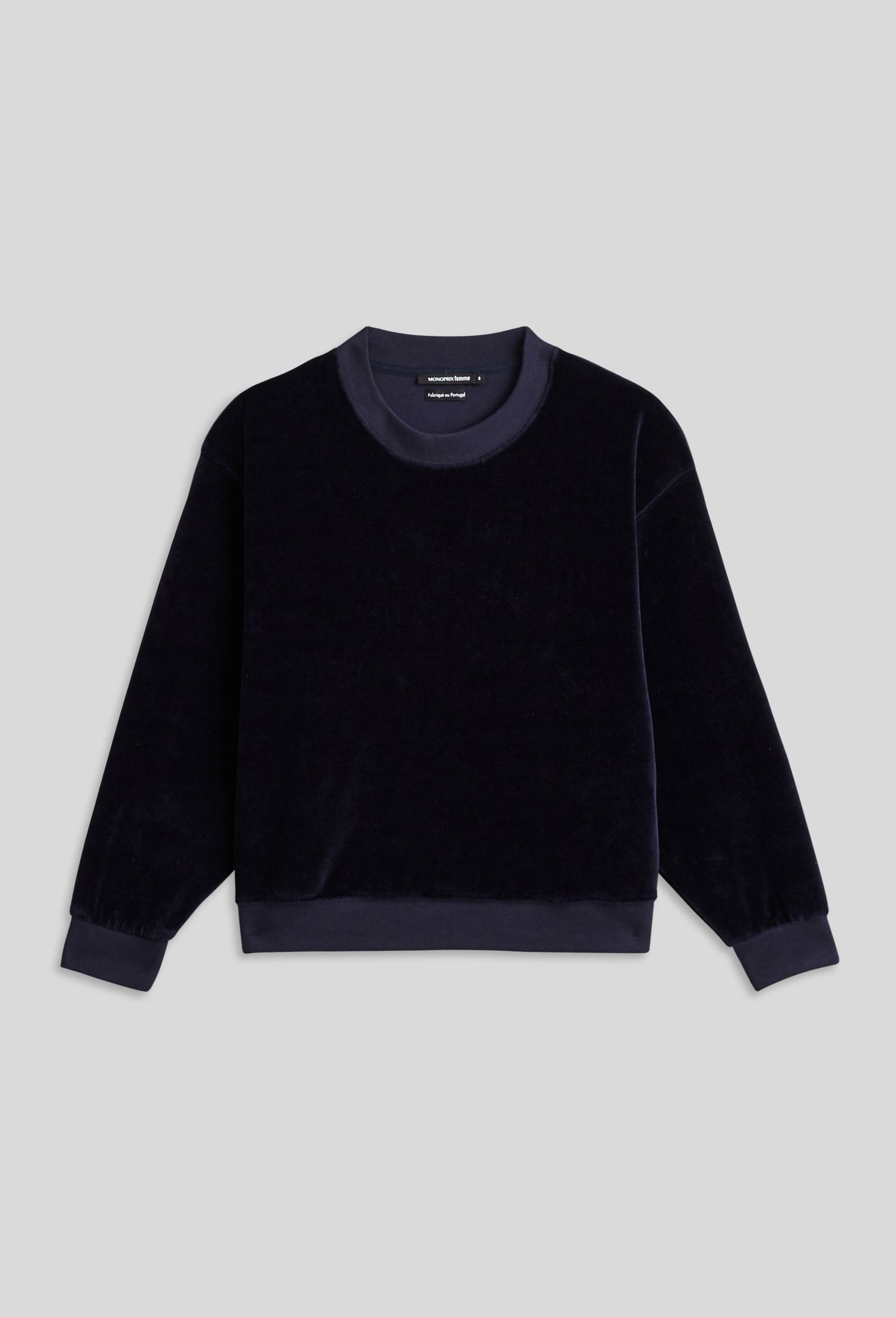 Sweat en velours, Bleu foncé, large image number 2