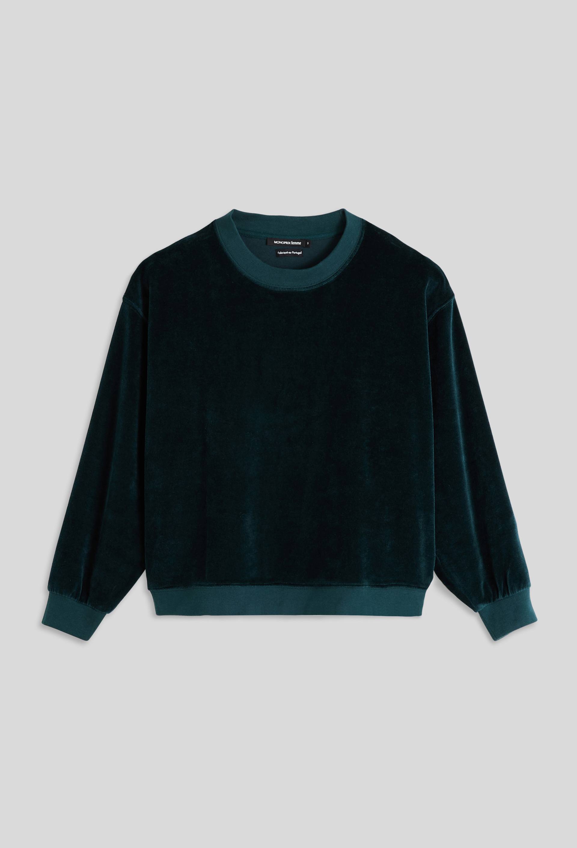 Sweat en velours, Vert fonc&eacute;, large image number 2