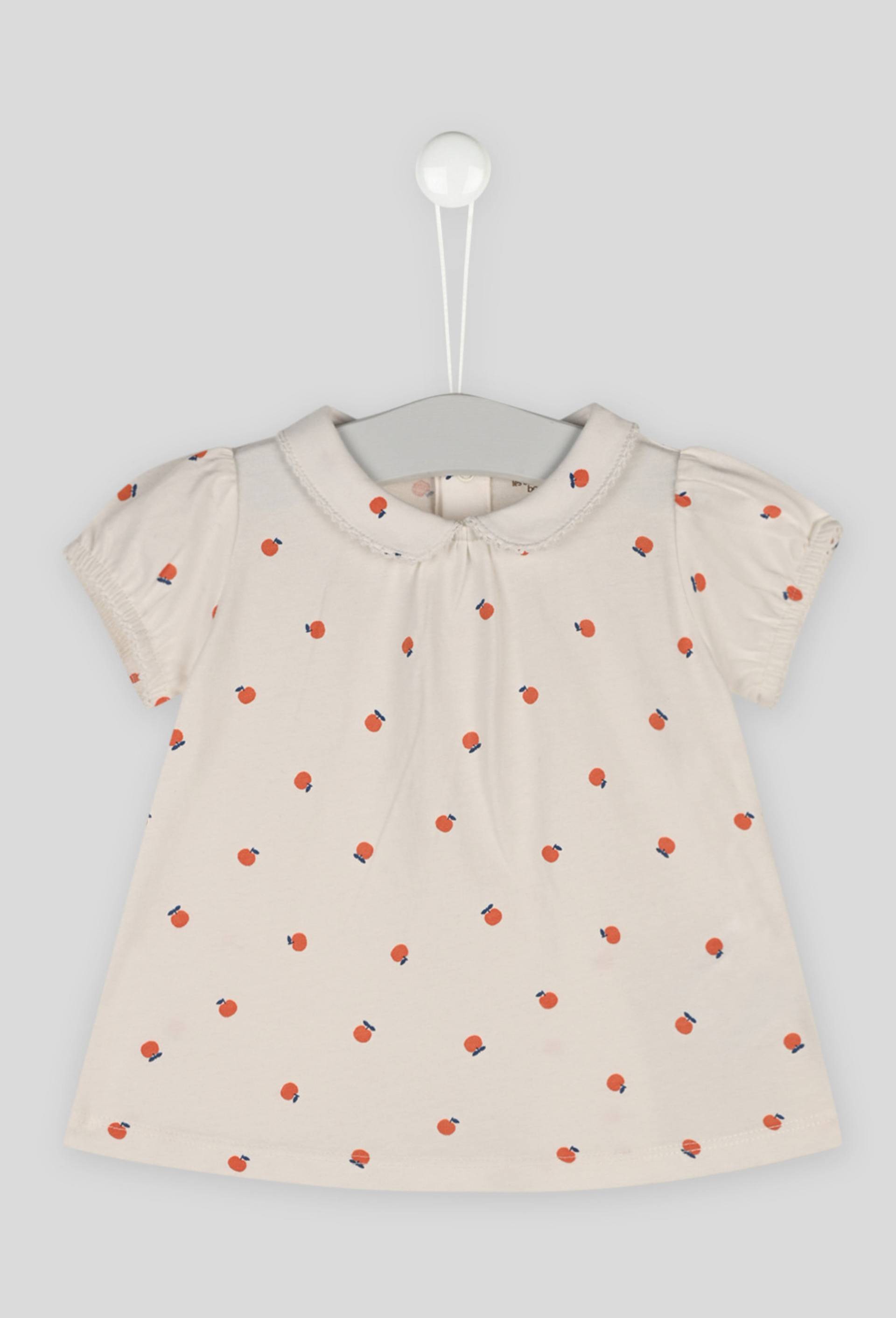 Blouse manches courtes imprimée en coton BIO, Ecru, large image number 0