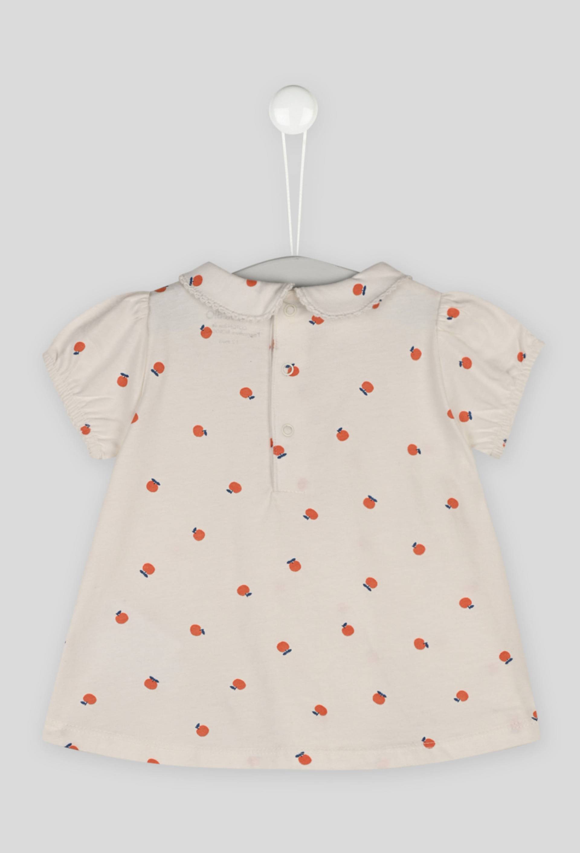 Blouse manches courtes imprimée en coton BIO, Ecru, large image number 1.0