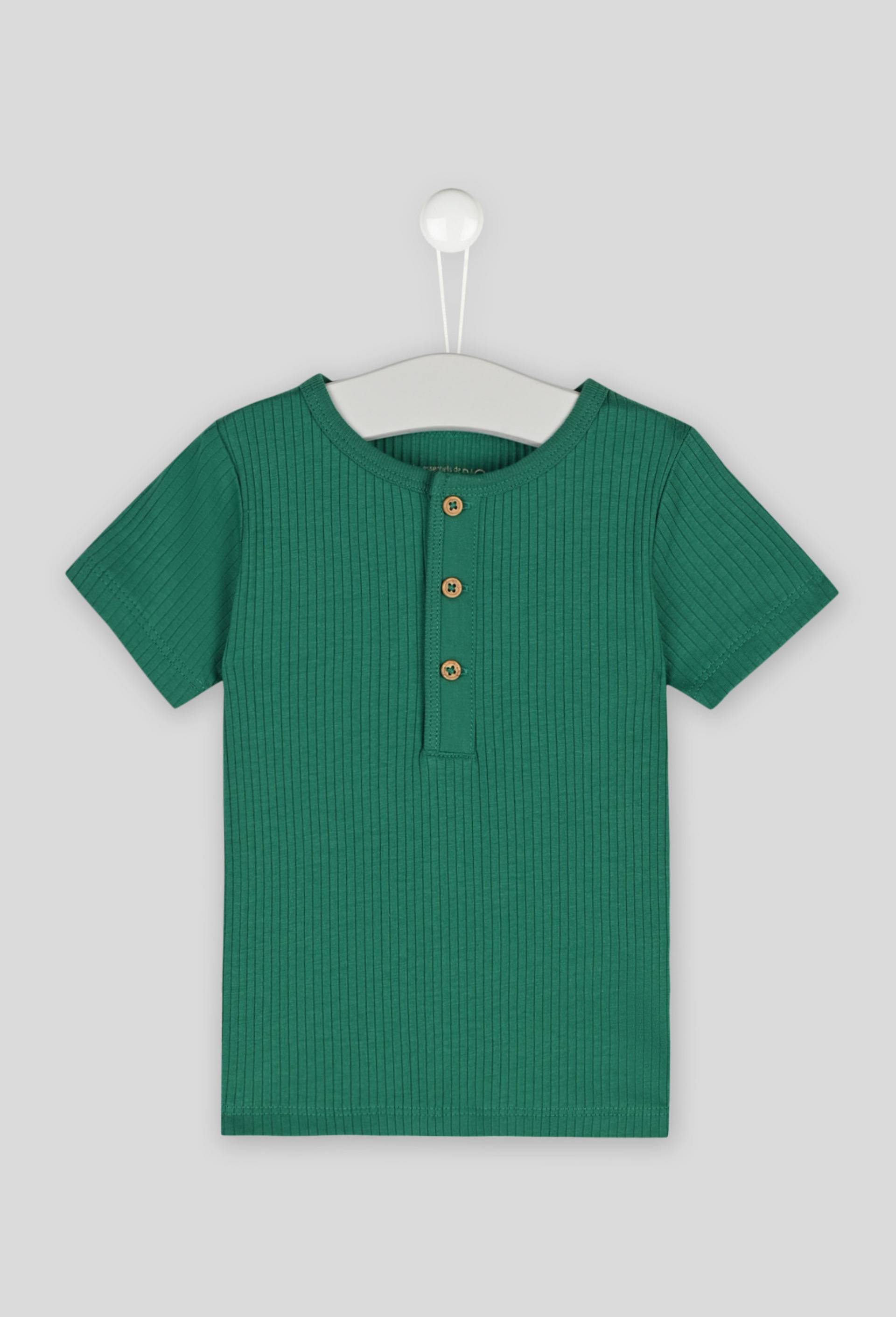 T-shirt manches courtes uni en coton BIO, Vert, large image number 0.0