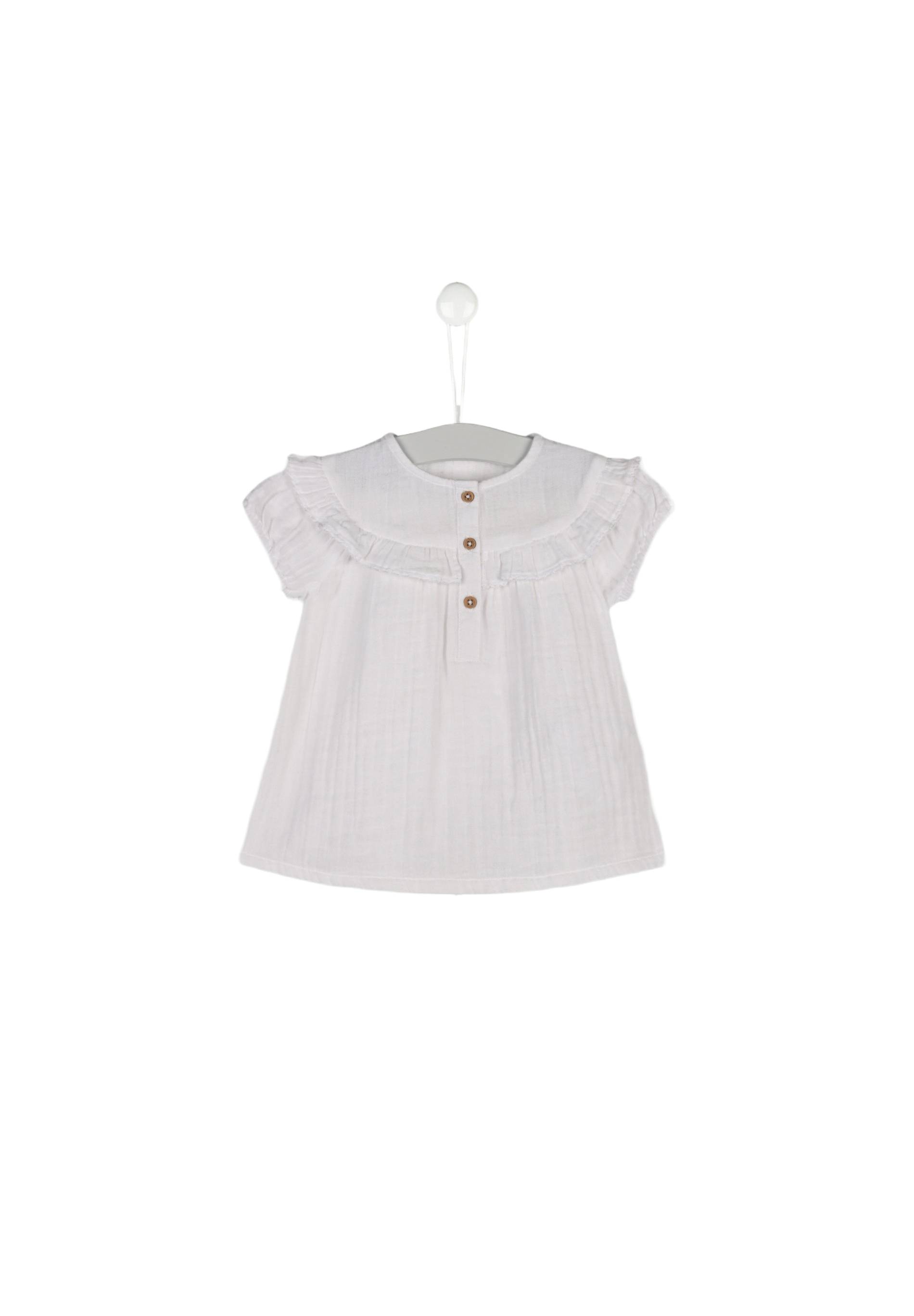 Blouse avec volants en gaze de coton BIO, Oeko-Tex, Blanc, large image number 3
